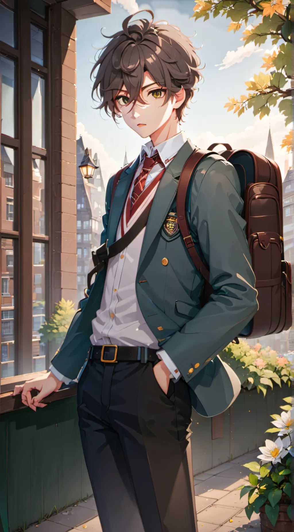 ai character: (boy school) background