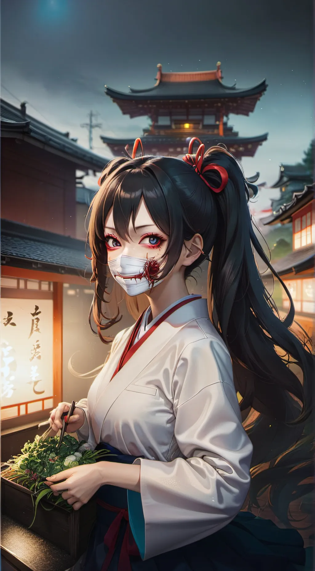 ai character: slit-mouthed woman background