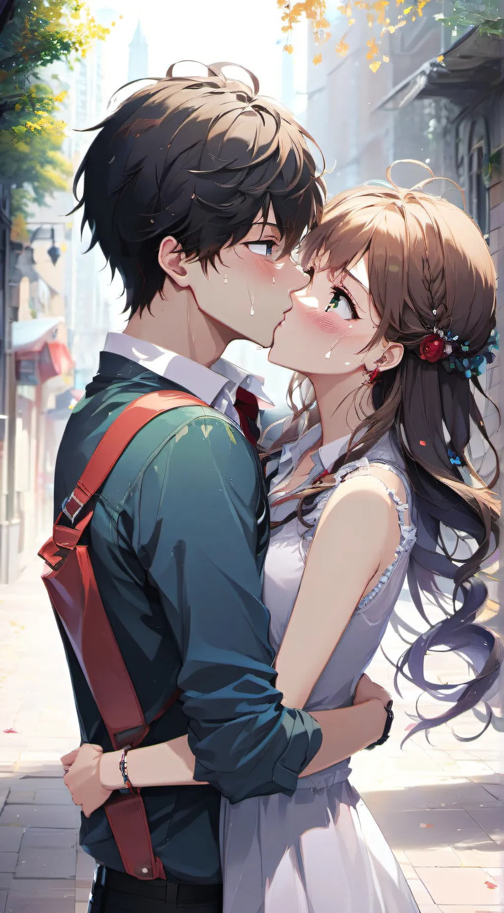 ai character: kissing girl background