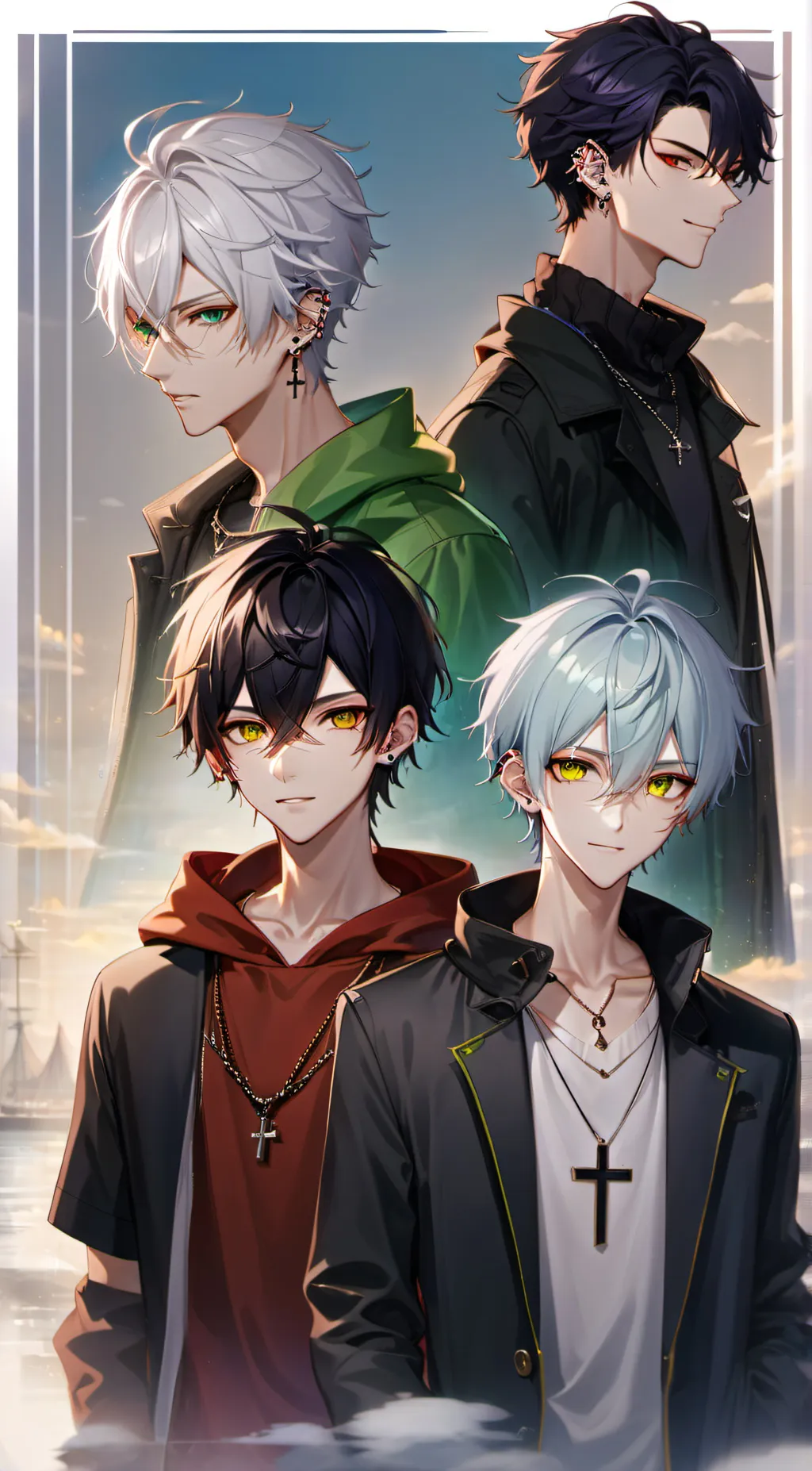 ai character: Kai,Aaron,Jay&Zane background