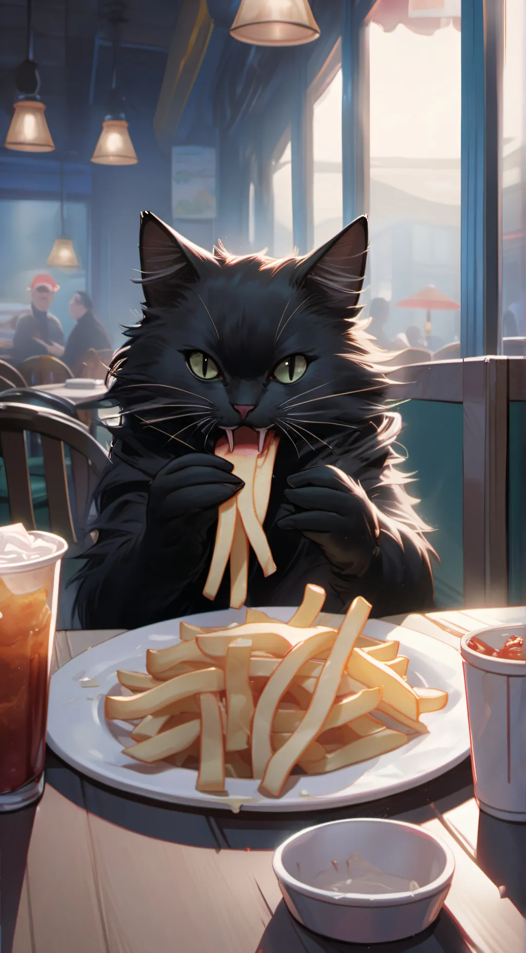 ai character: French Fry Cat background