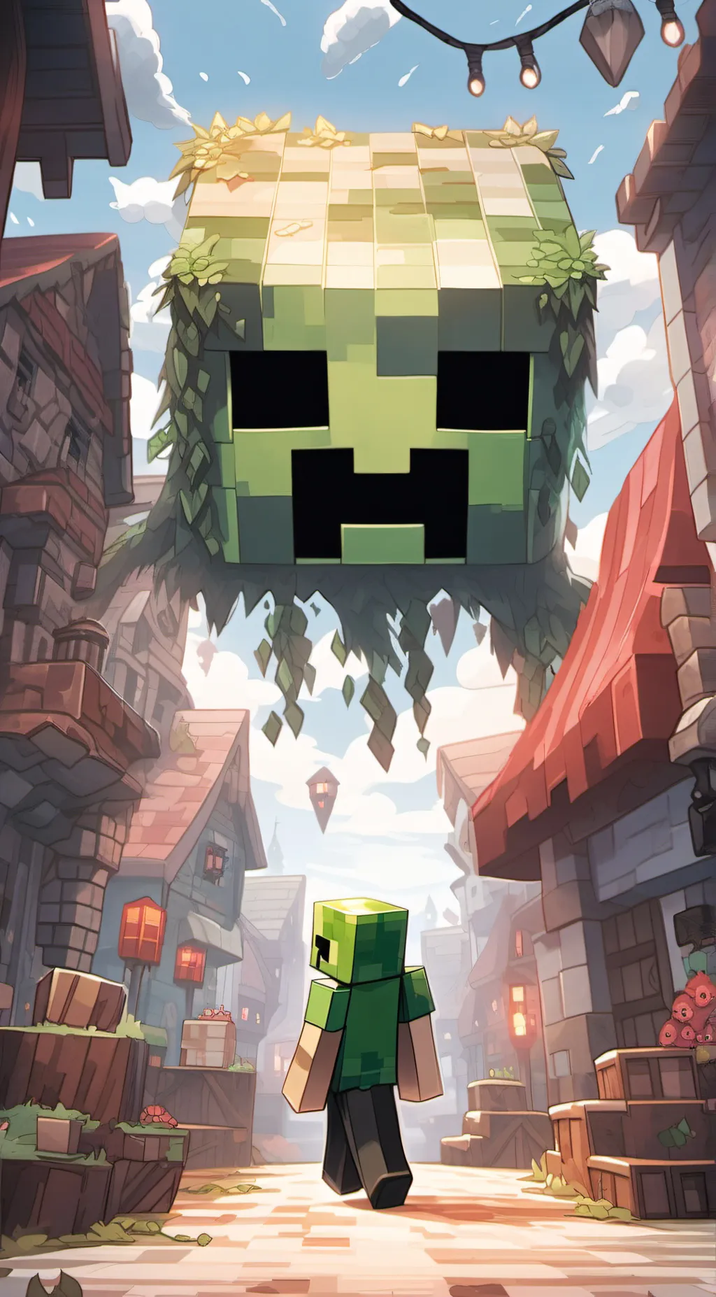 ai character: creeper Temple background