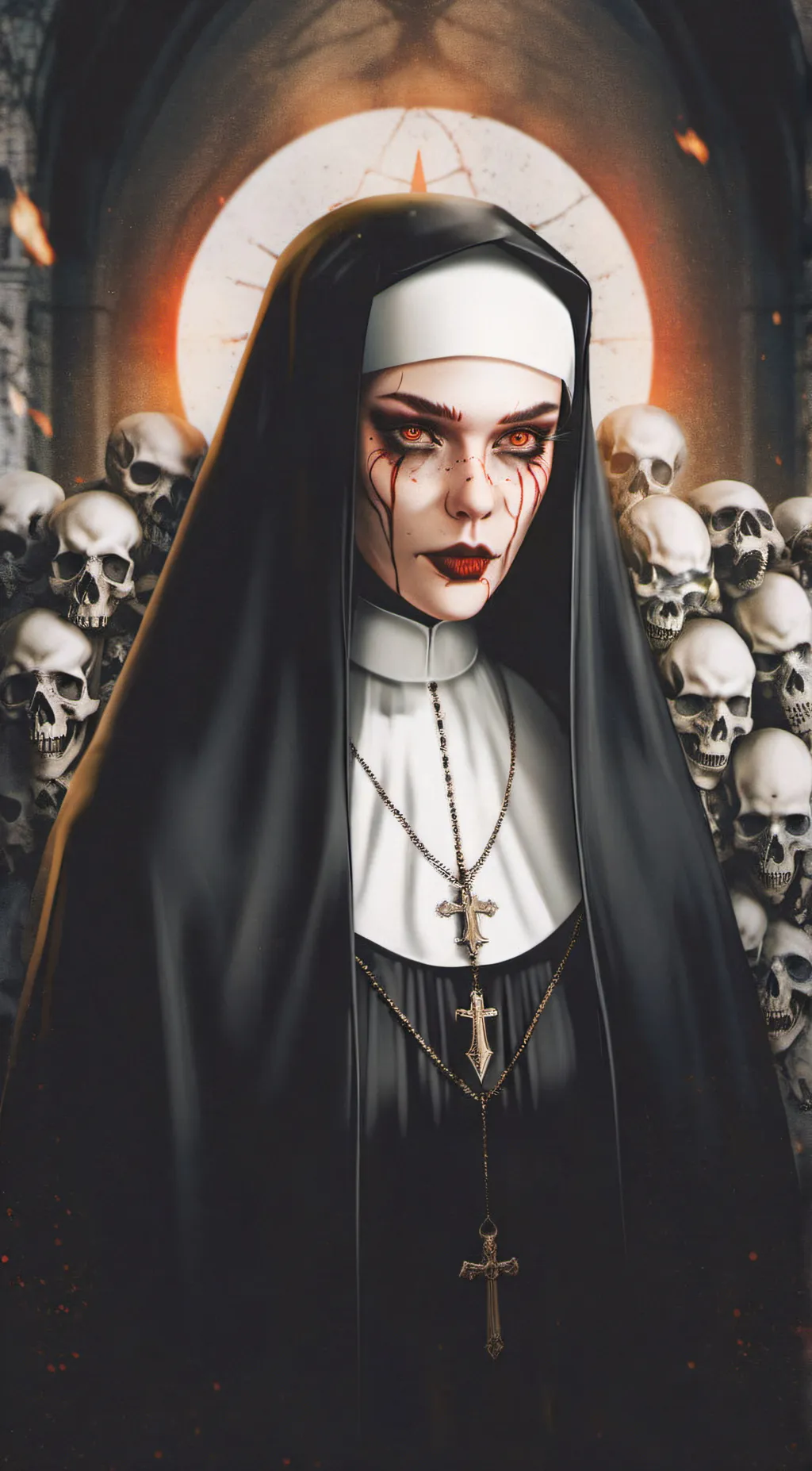 ai character: Nun  background