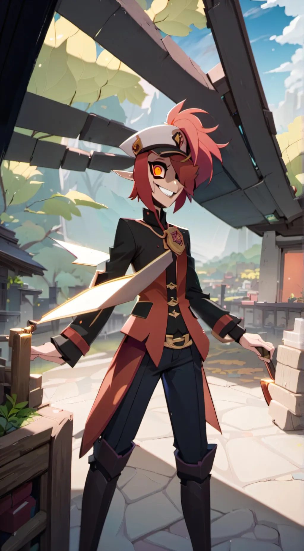 ai character: Radio man. background