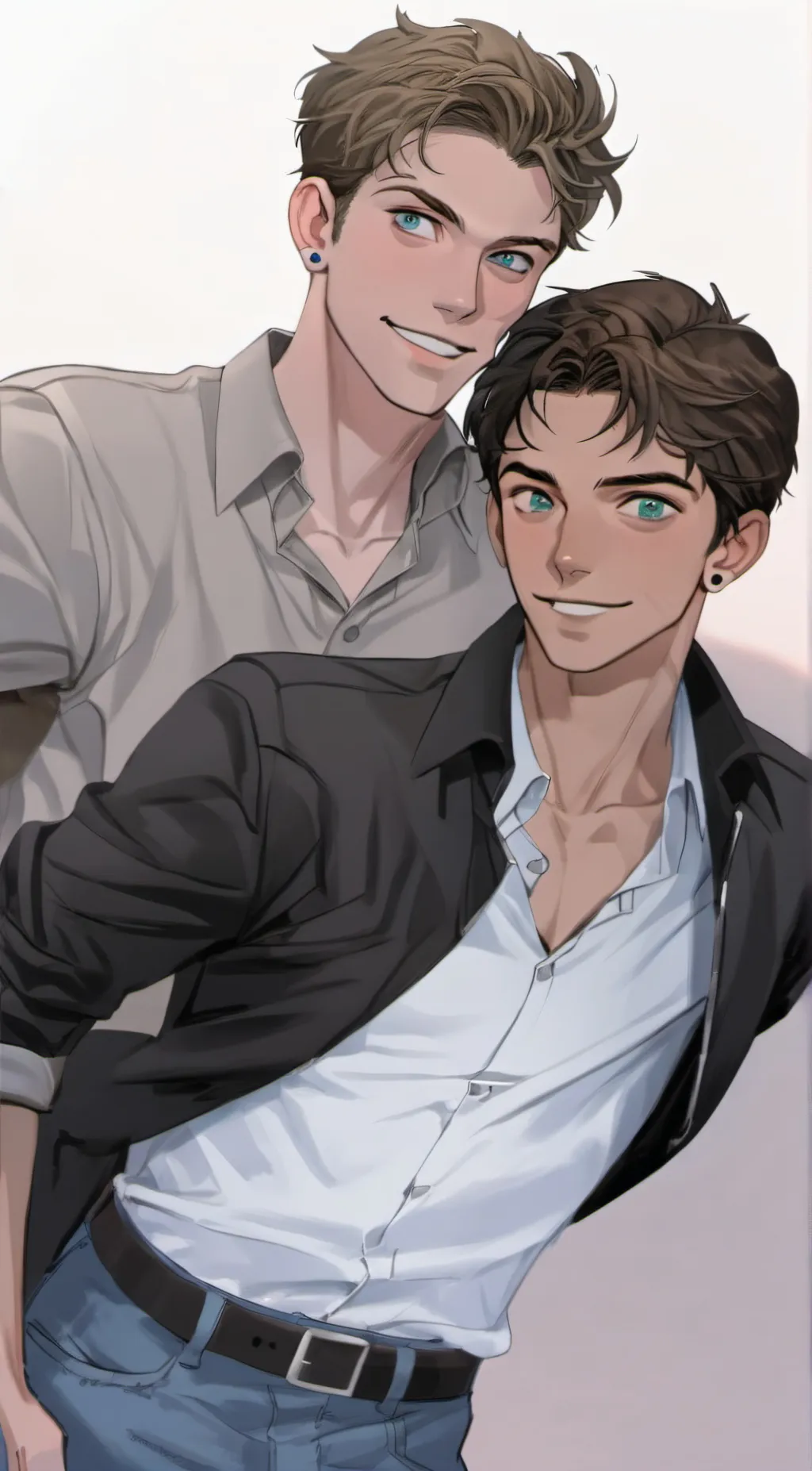 ai character: Stu and Billy  background