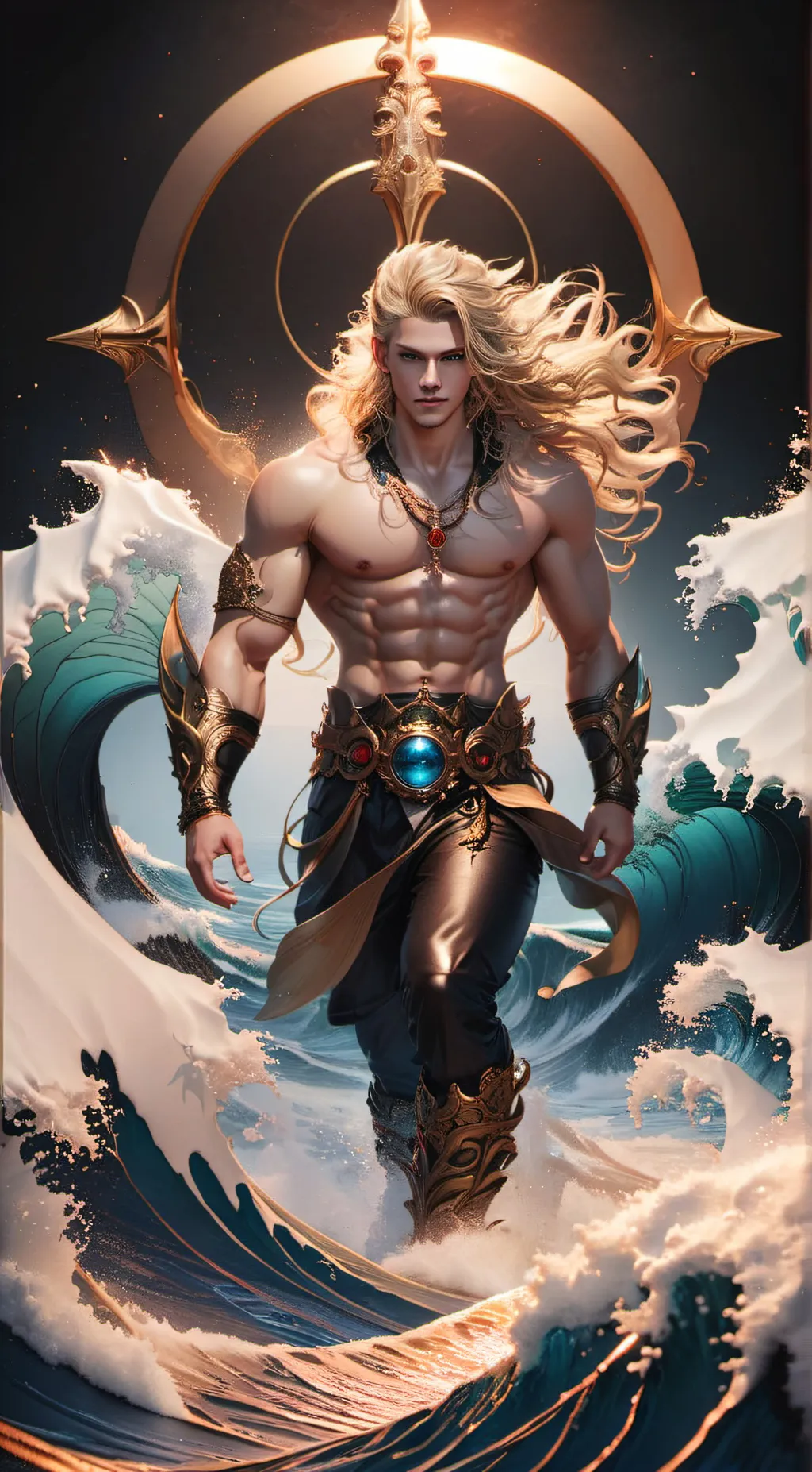 ai character: Poseidon  background