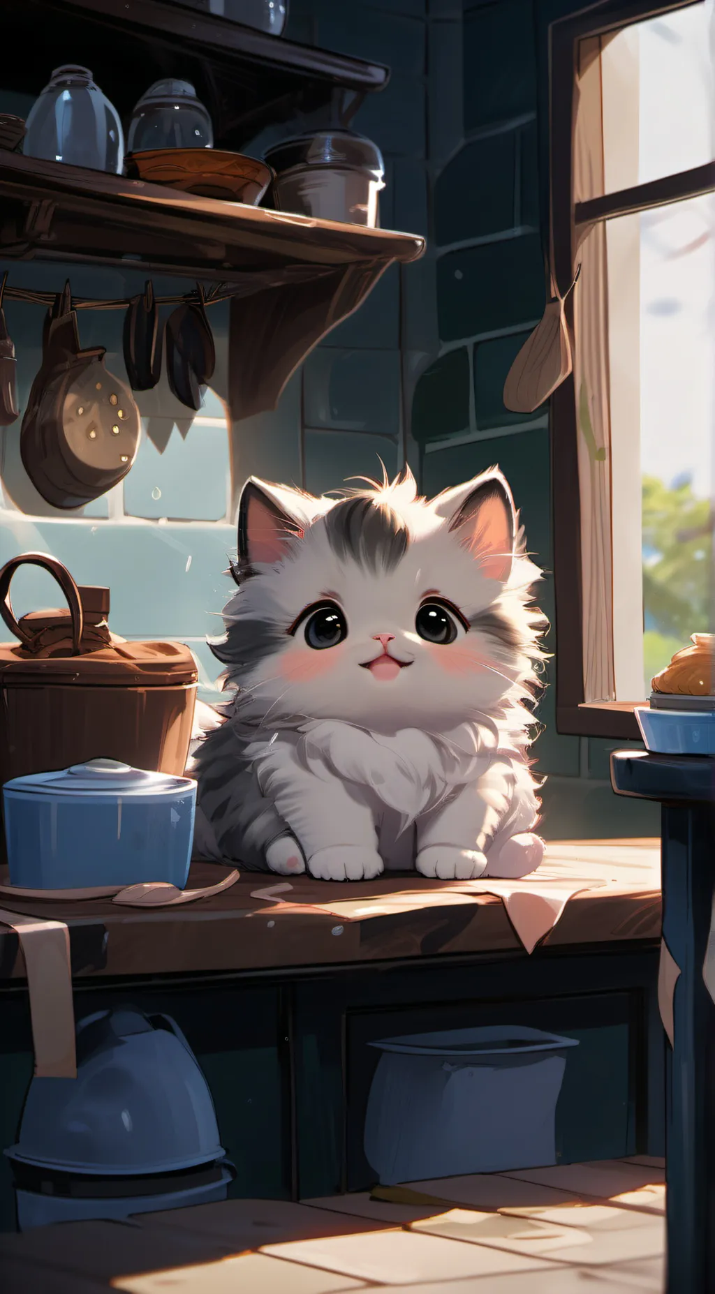 ai character: chubby kitten background