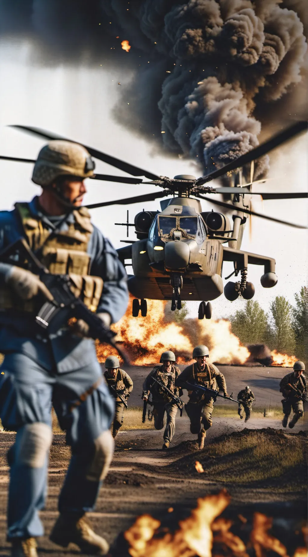 ai character: War zone background