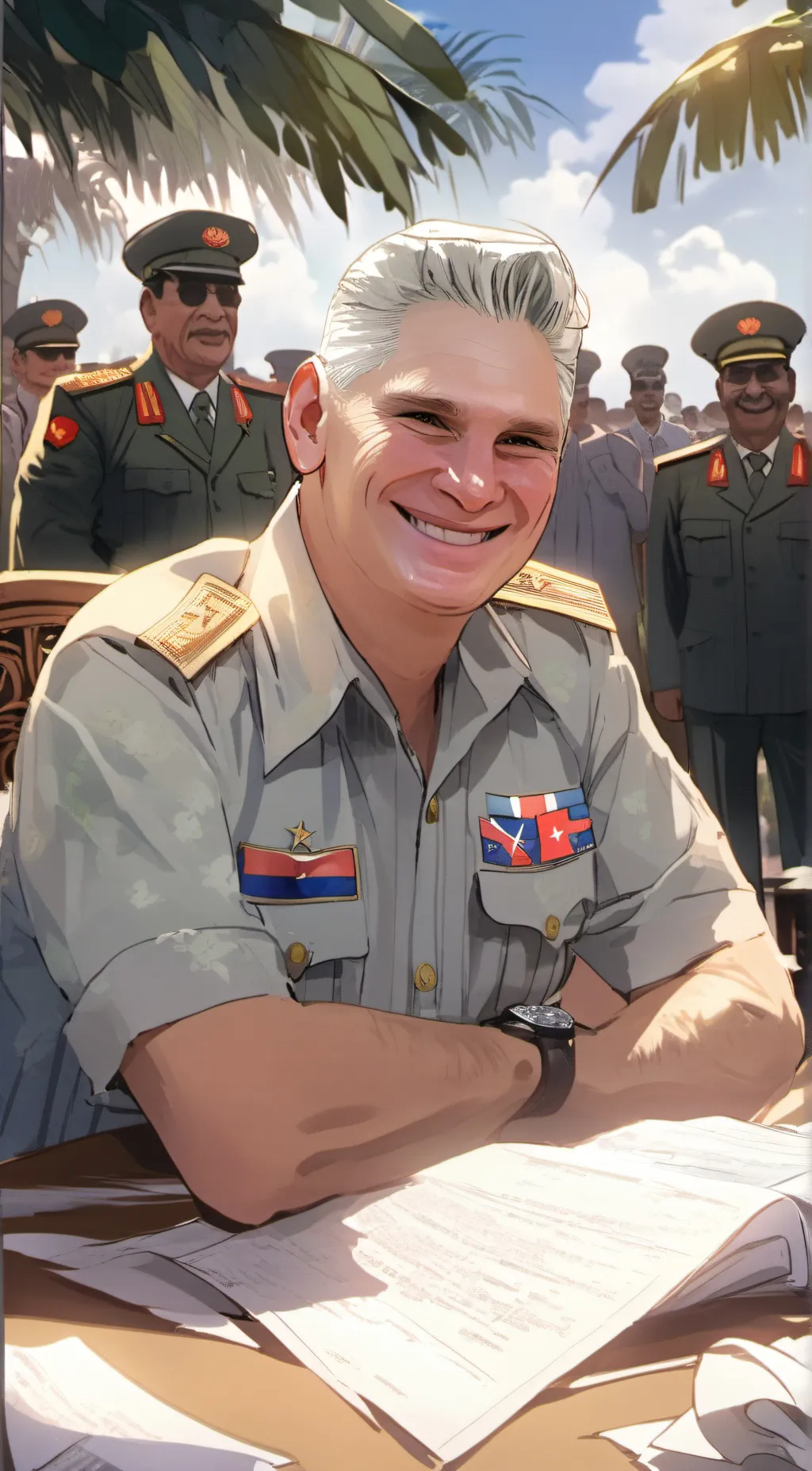 ai character: Miguel Días Canel background