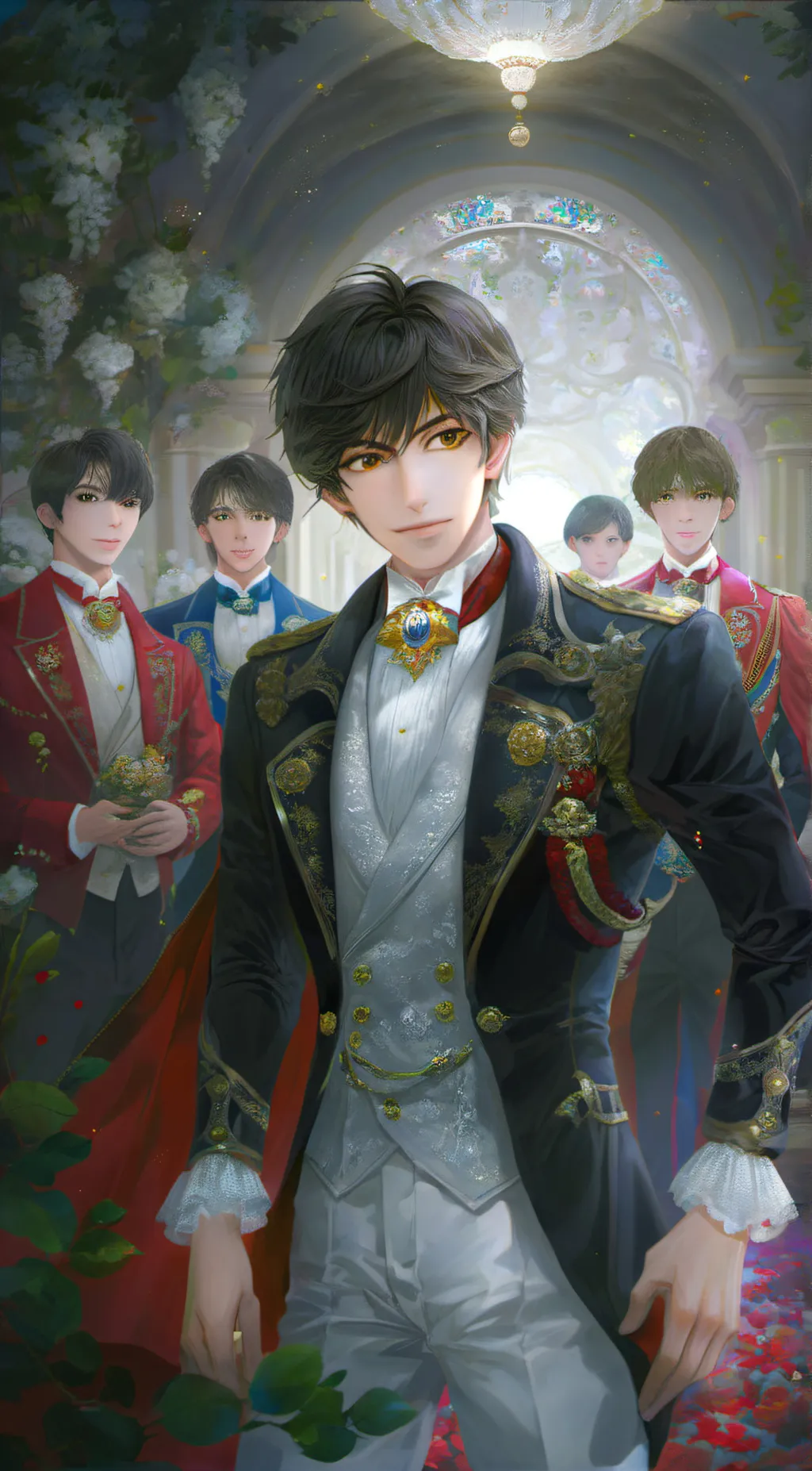 ai character: A group of boys background