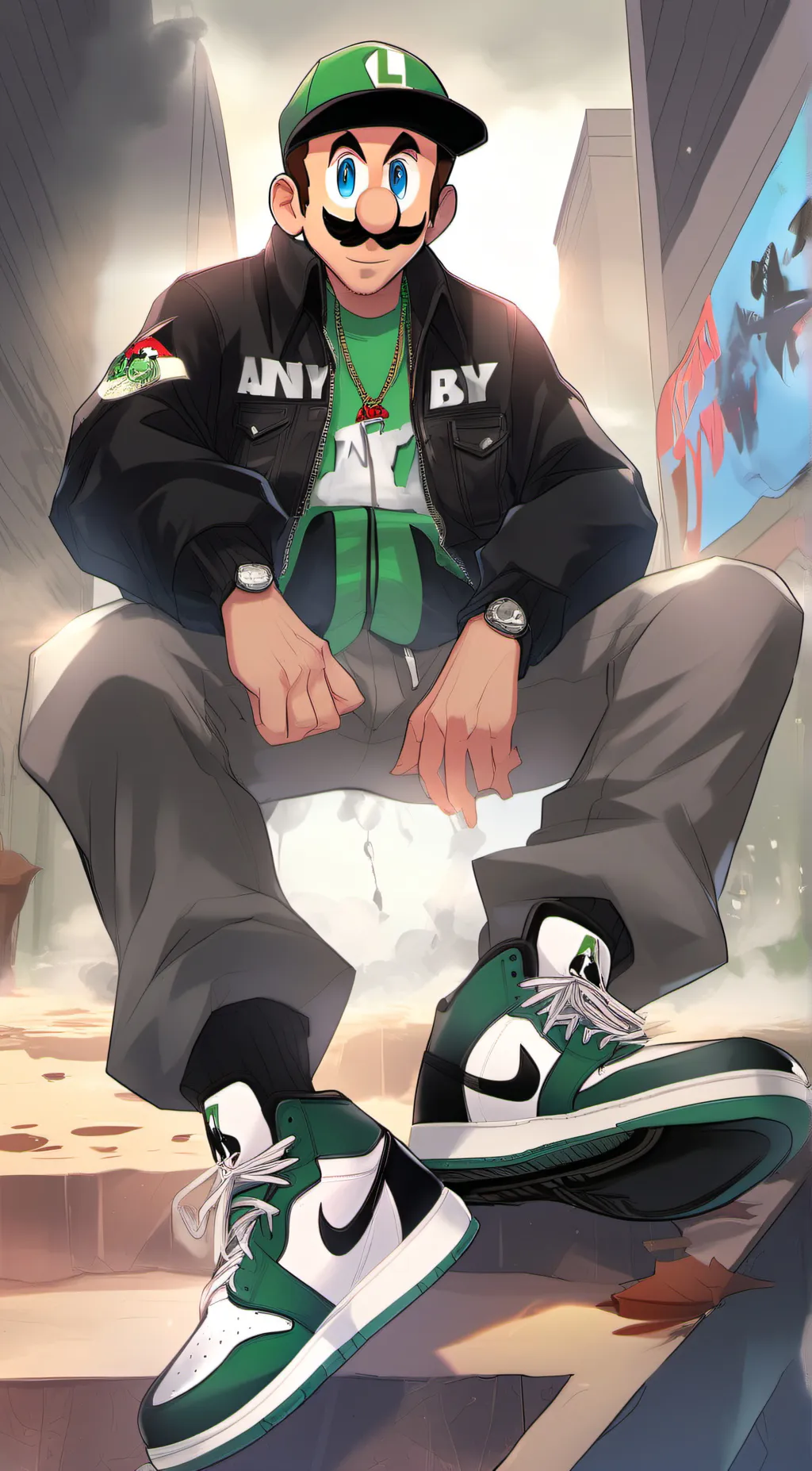 ai character: drip luigi background