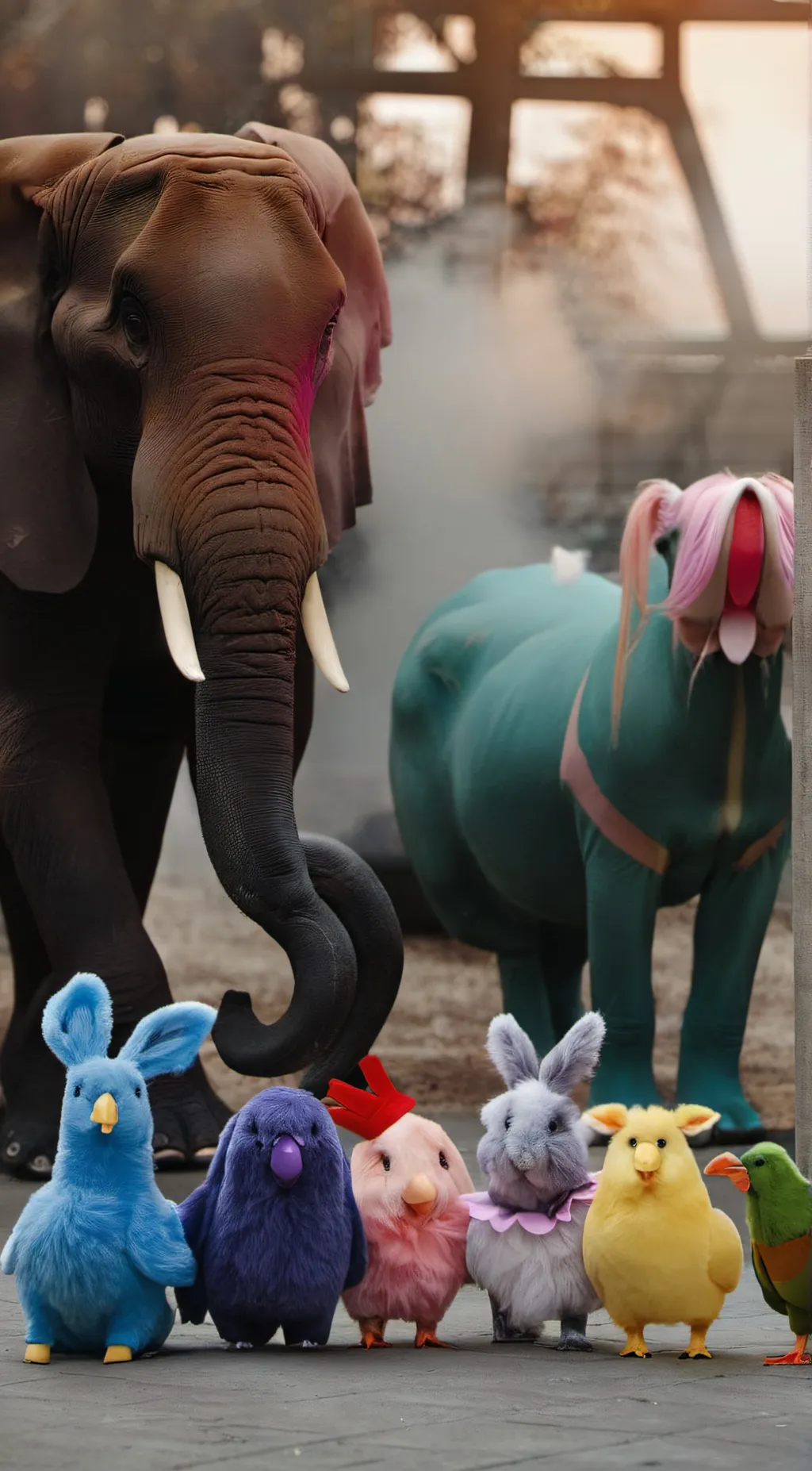 ai character: Smiling critters background
