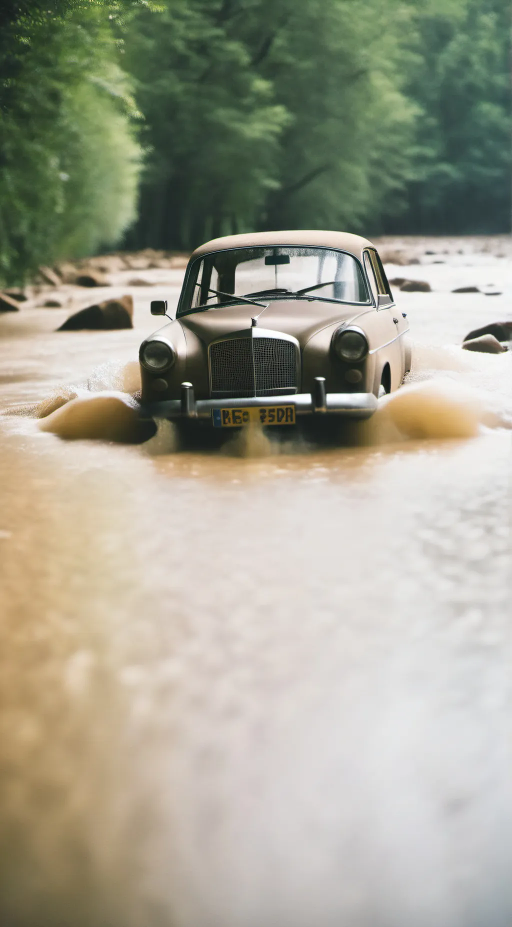 ai character: a car in quicksand background