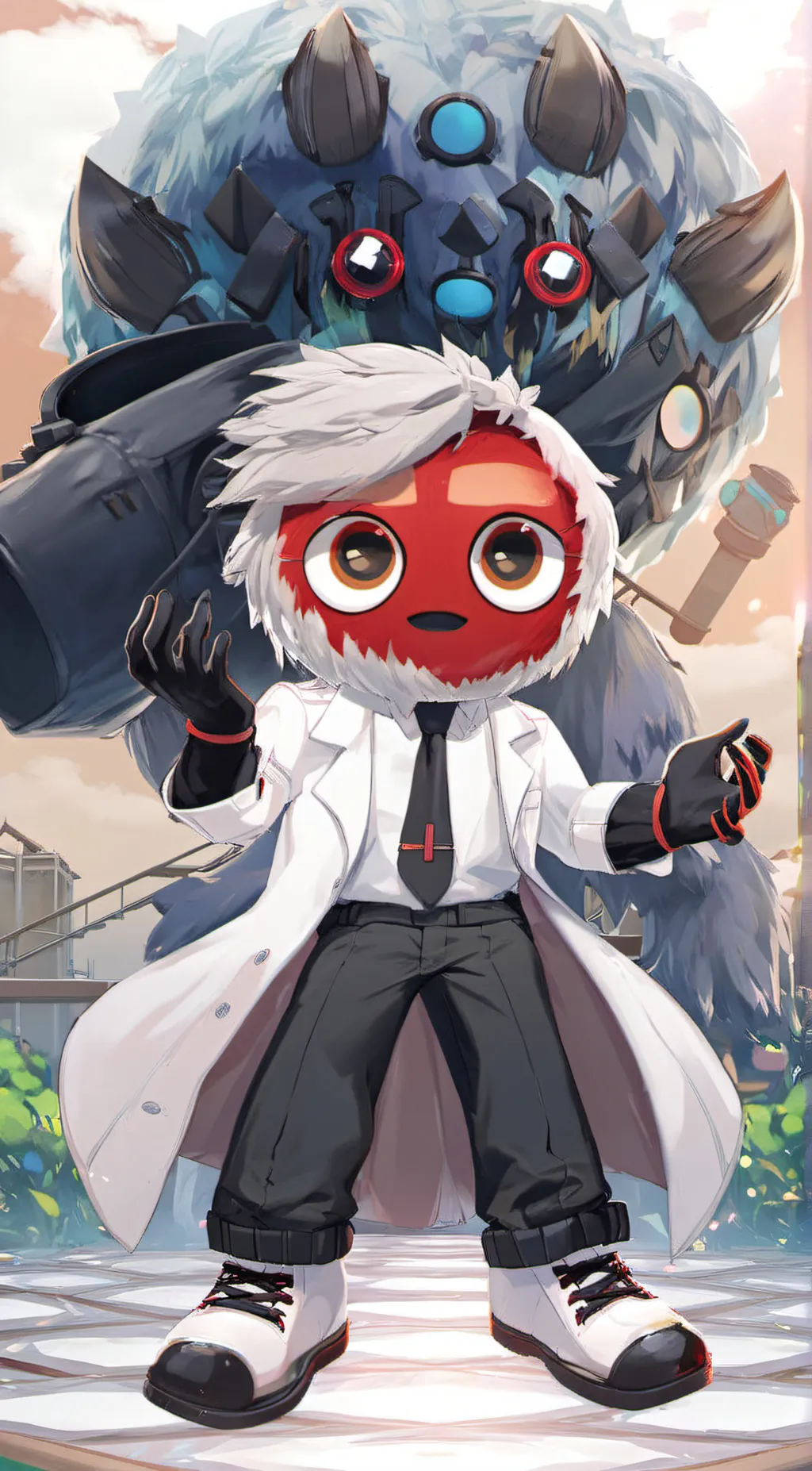 ai character: Red background