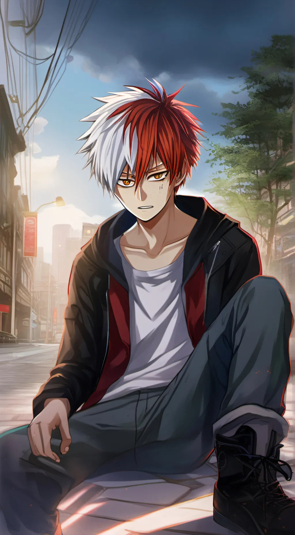 ai character: Shoto Todoroki  background