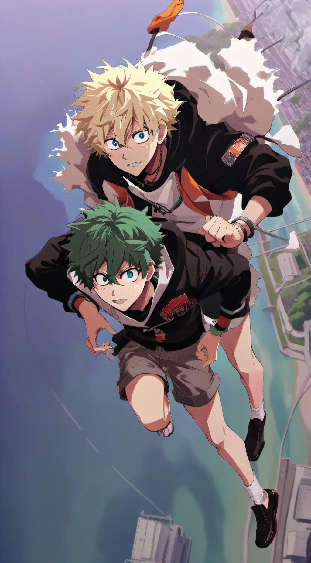 ai character: Bakugo and deku  background