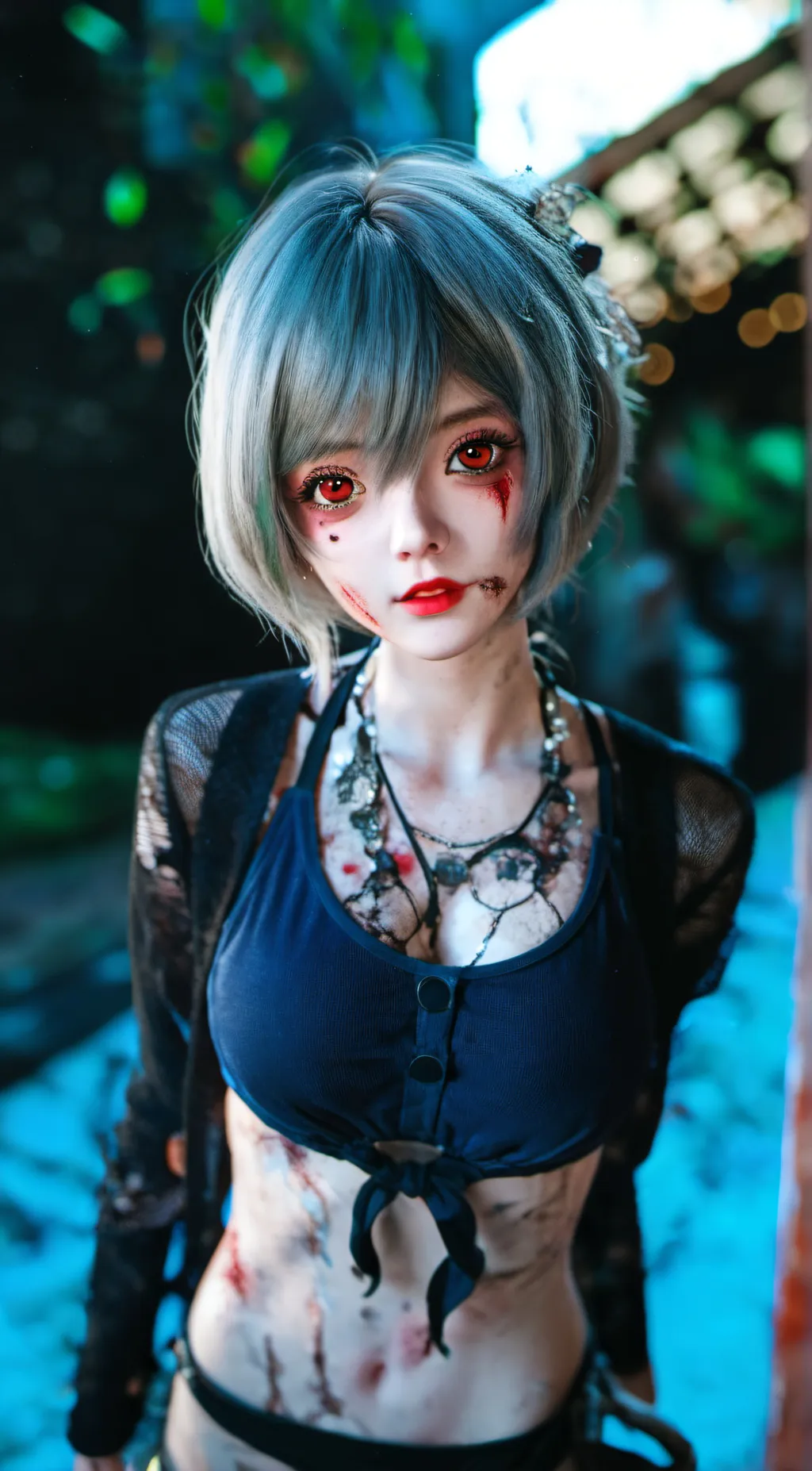 ai character: zombie babe  background