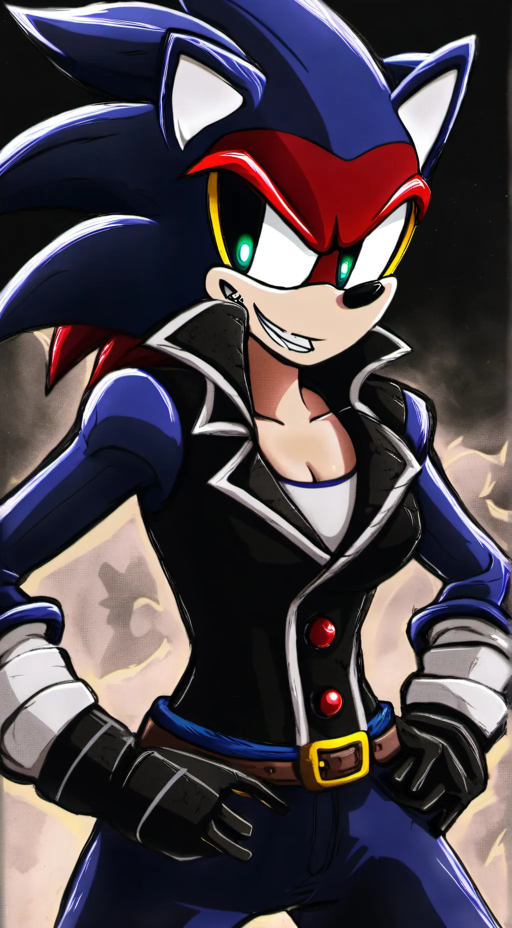 ai character: female sonic.exe  background
