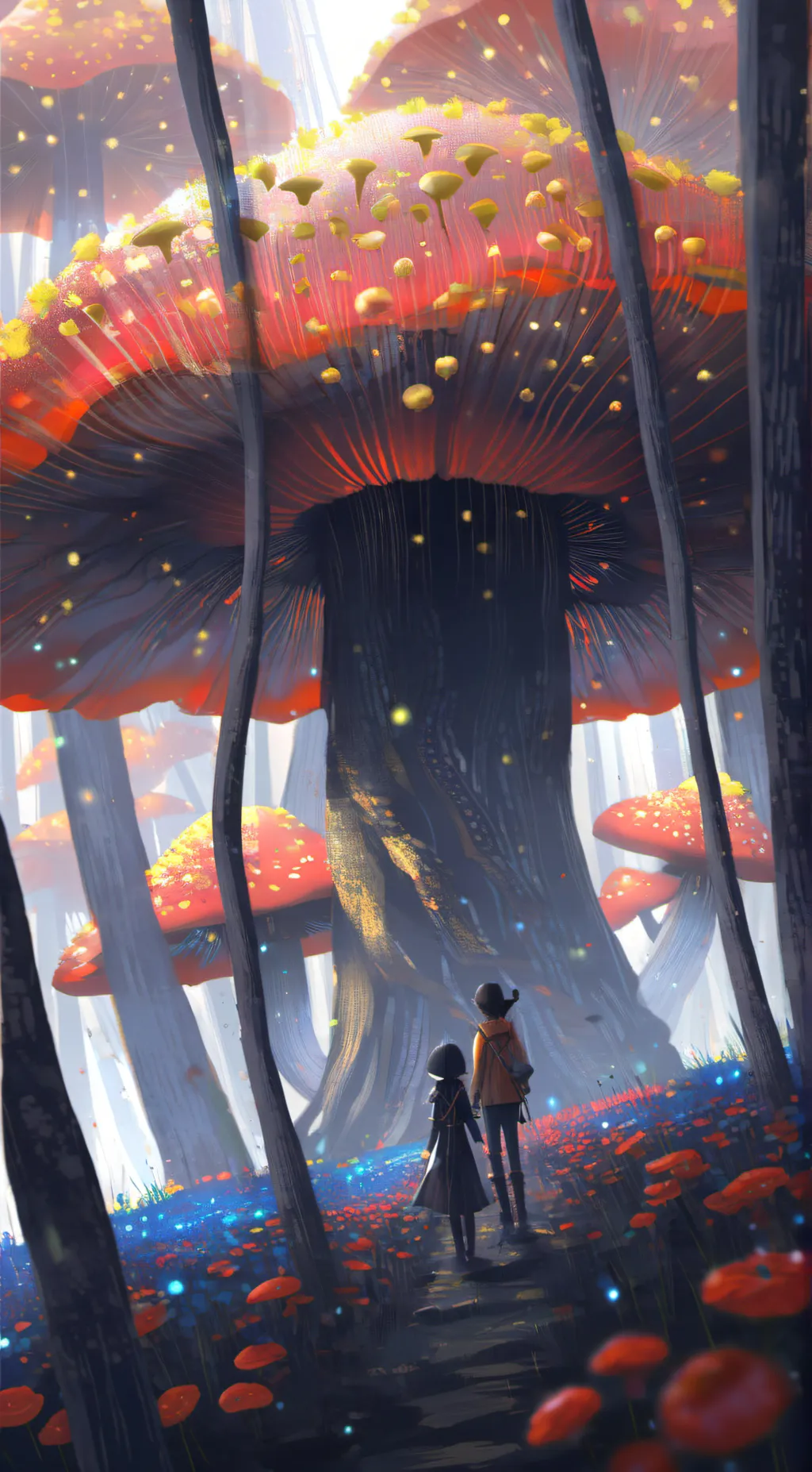 ai character: Mushroom Forest background
