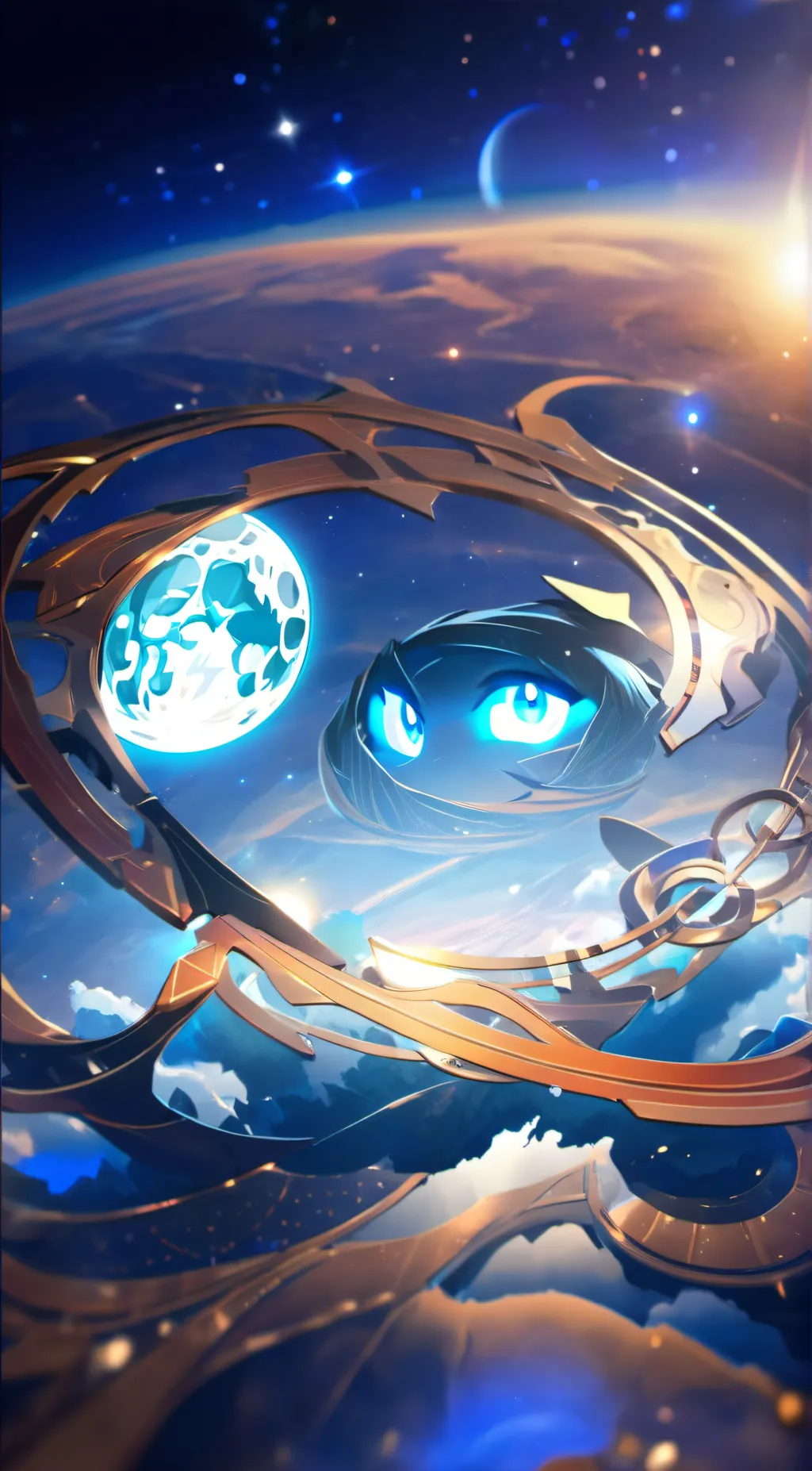 ai character: Cyan skies background