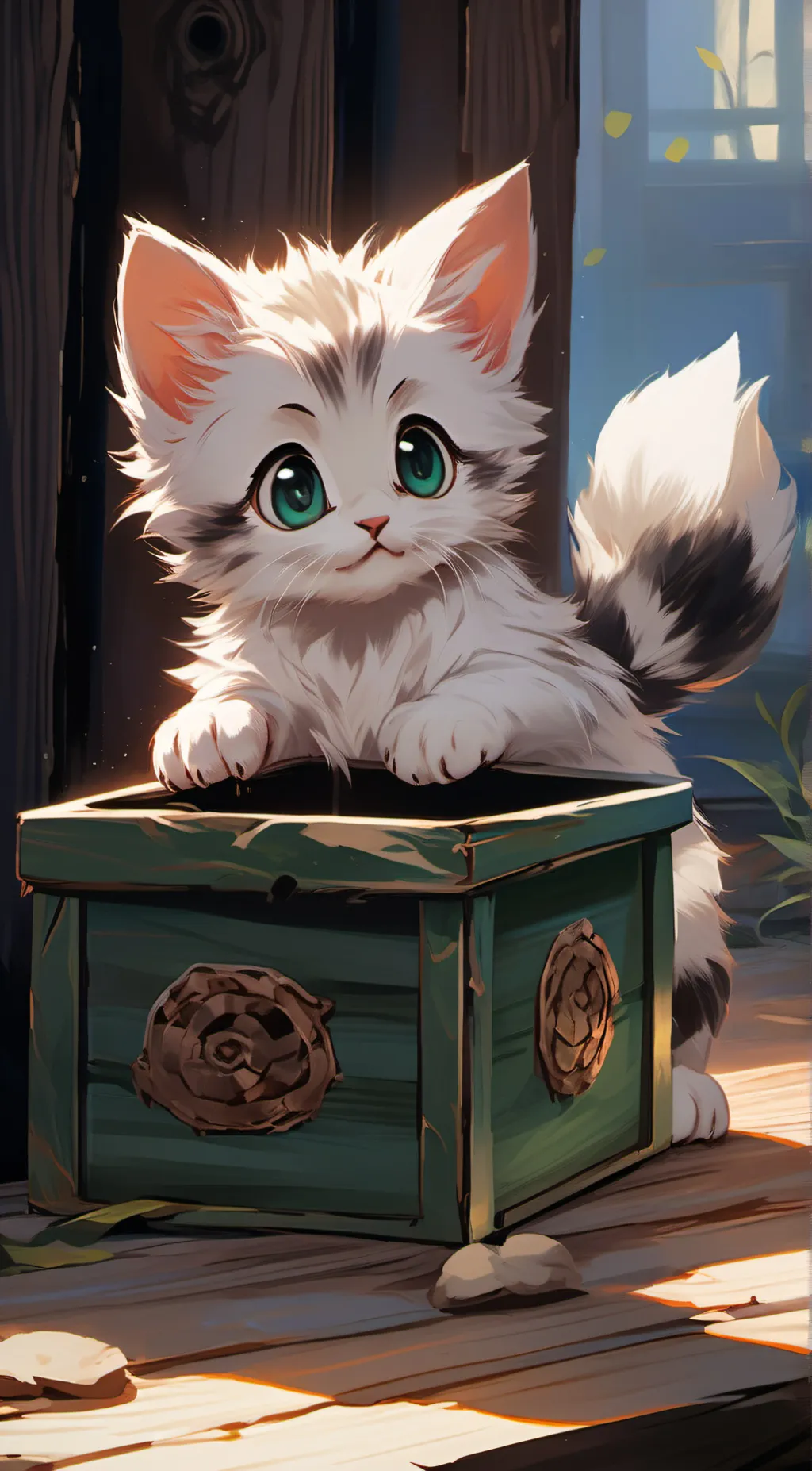 ai character: lucy the kitten  background