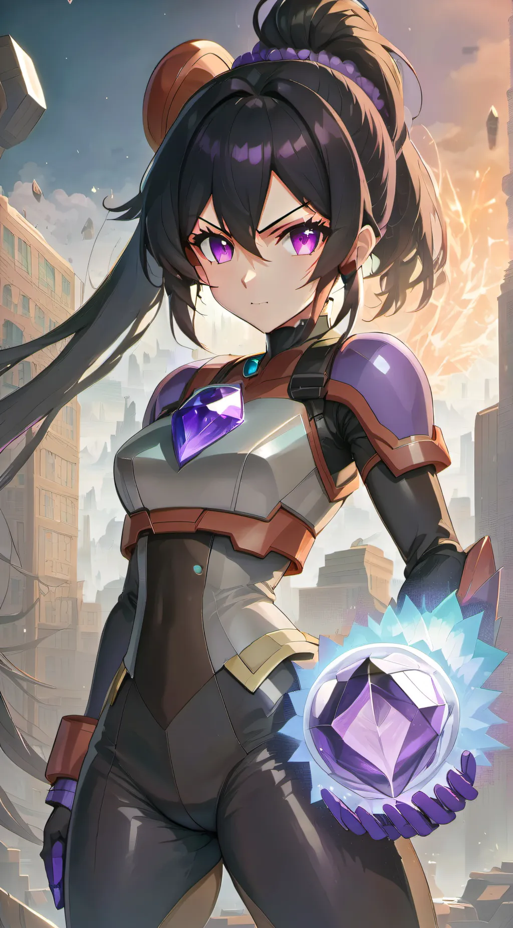 ai character: evil mega girl  background