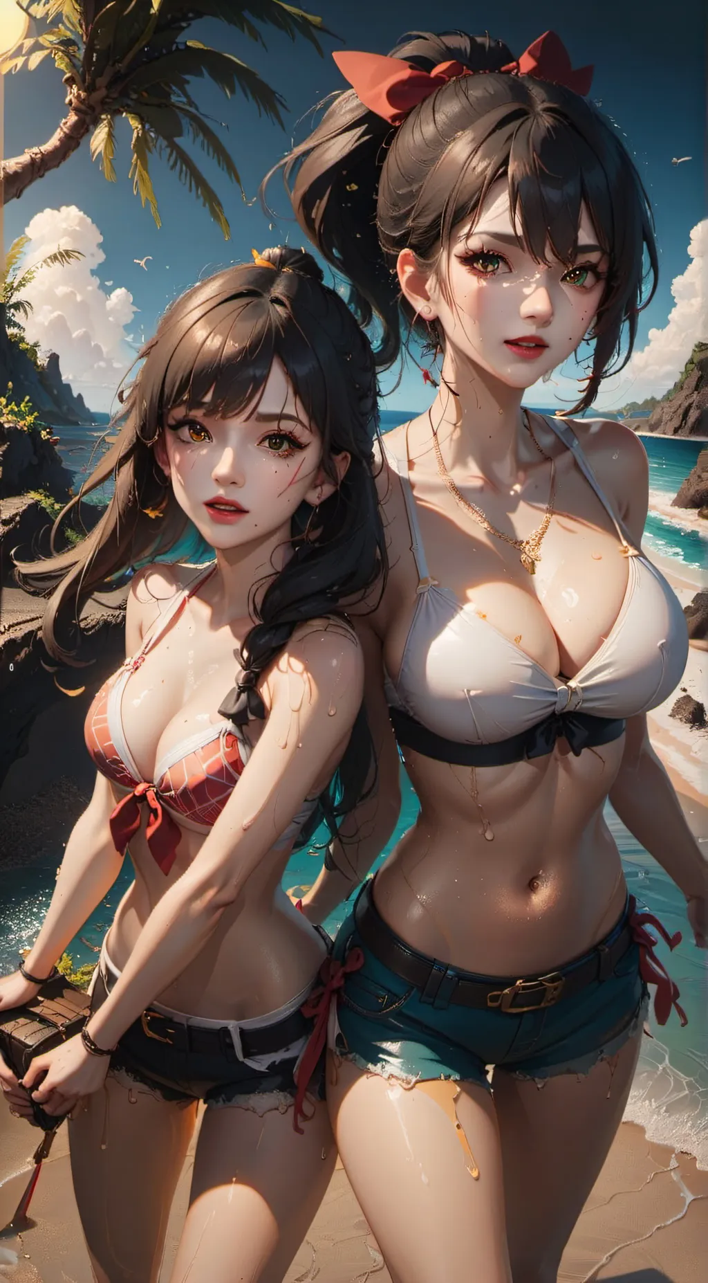 ai character: Stranded girls  background