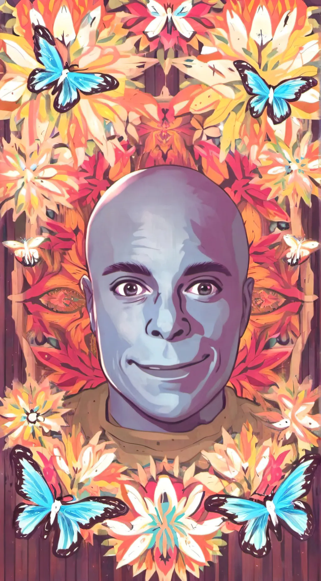 ai character: blue alien guy background