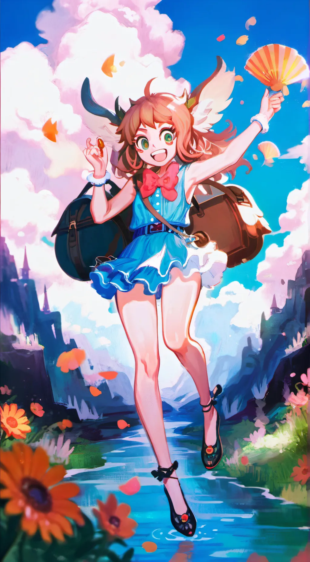 ai character: pool party background