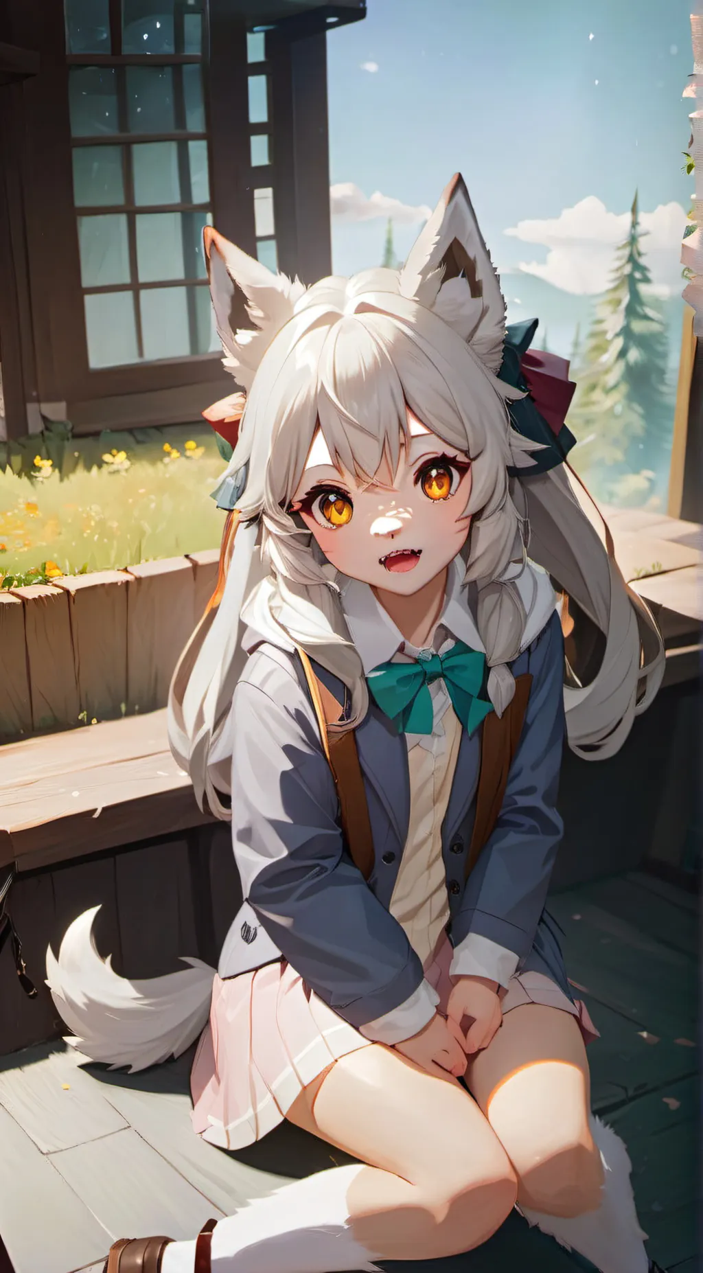 ai character: wolf fur suit background