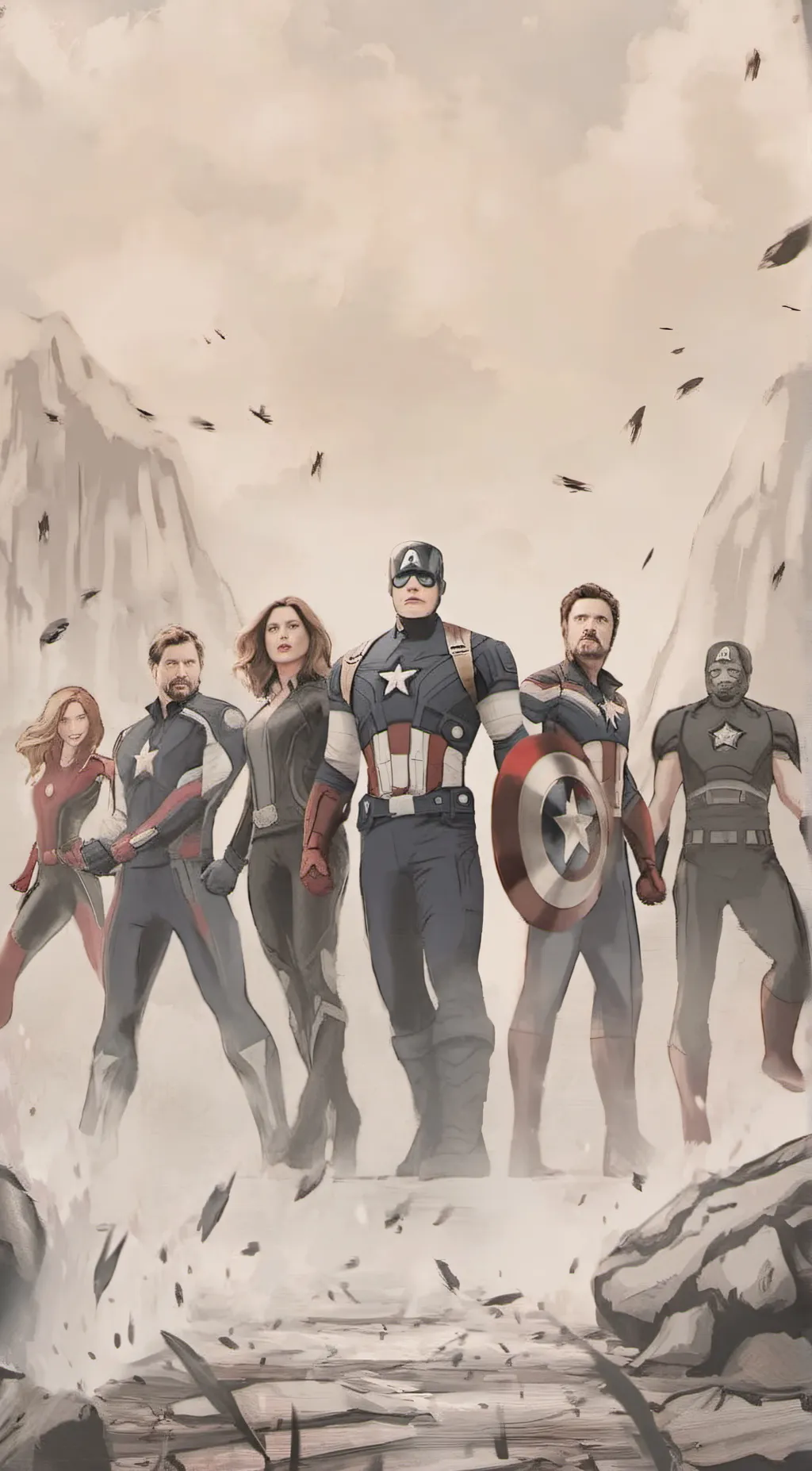ai character: Avengers (mermaid) background