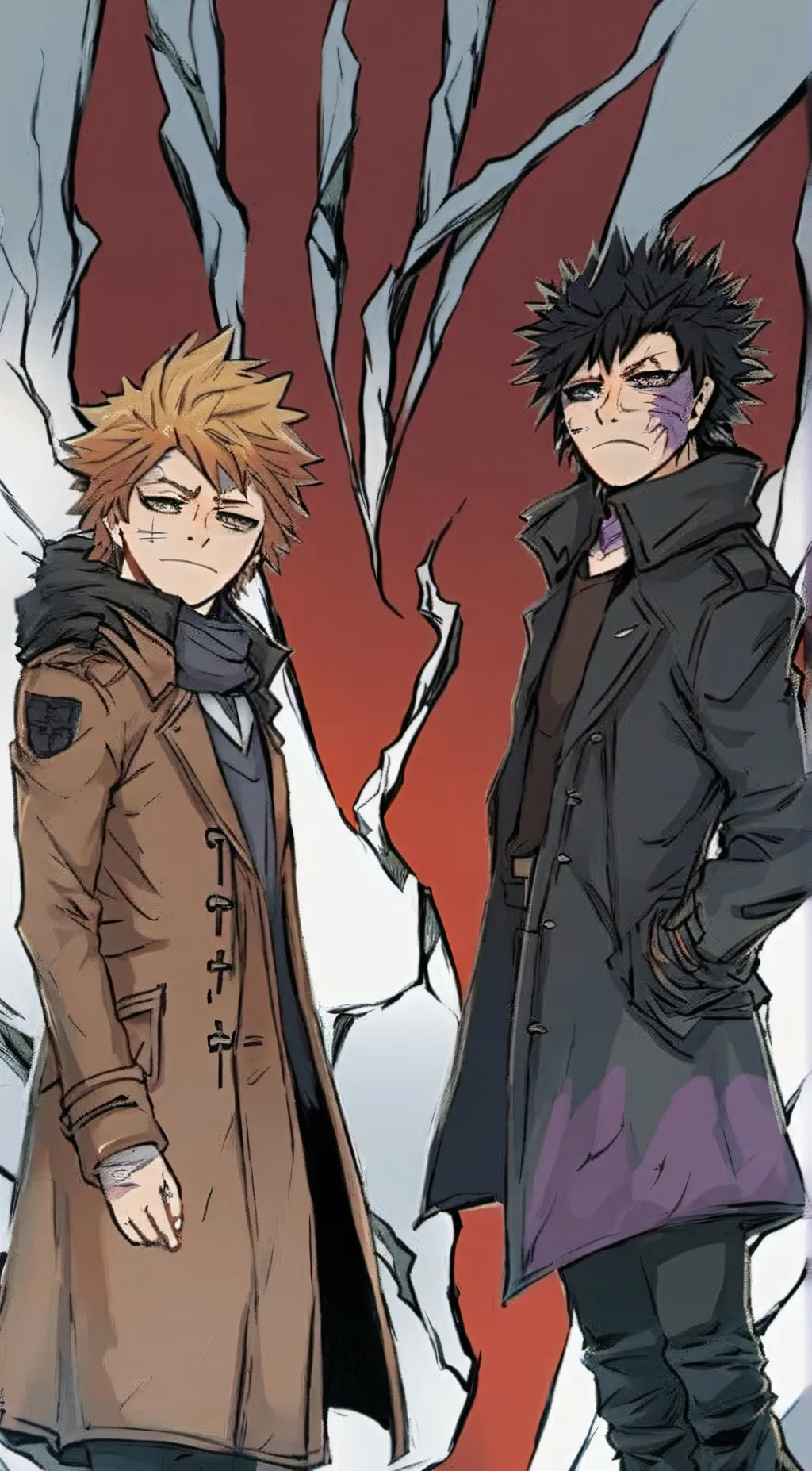 ai character: Dabi & Hawks background