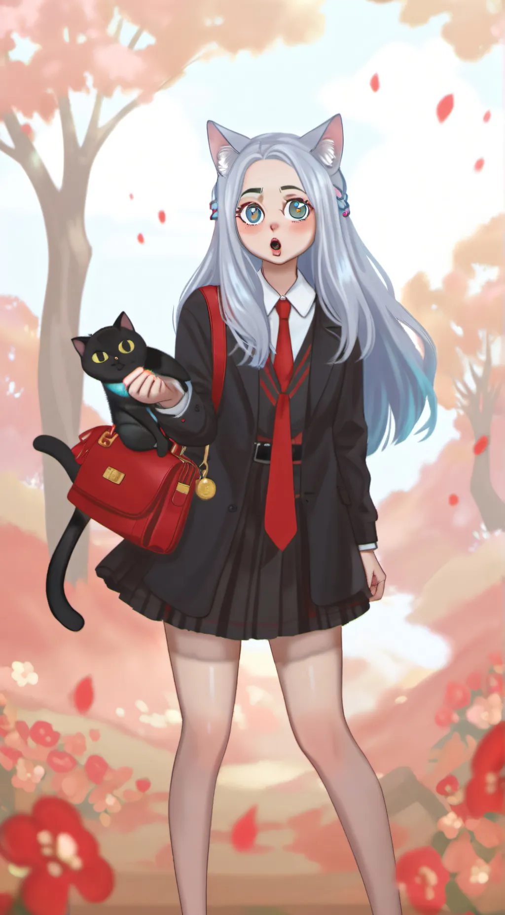 ai character: cat girl  background
