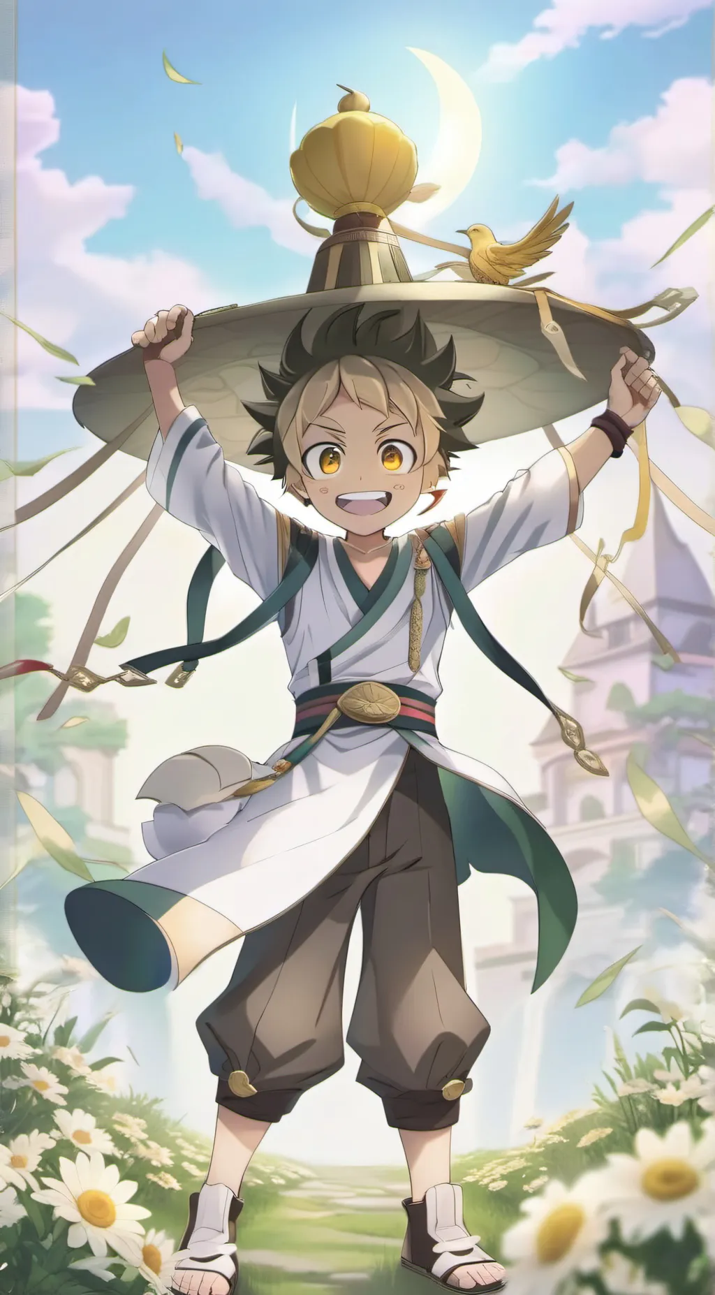 ai character: Sun and moon background
