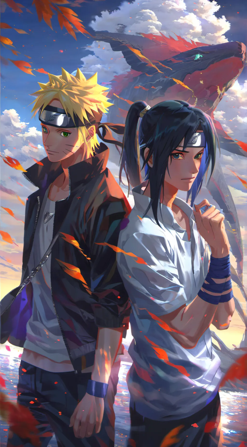 ai character: Naruto and Sasuke background