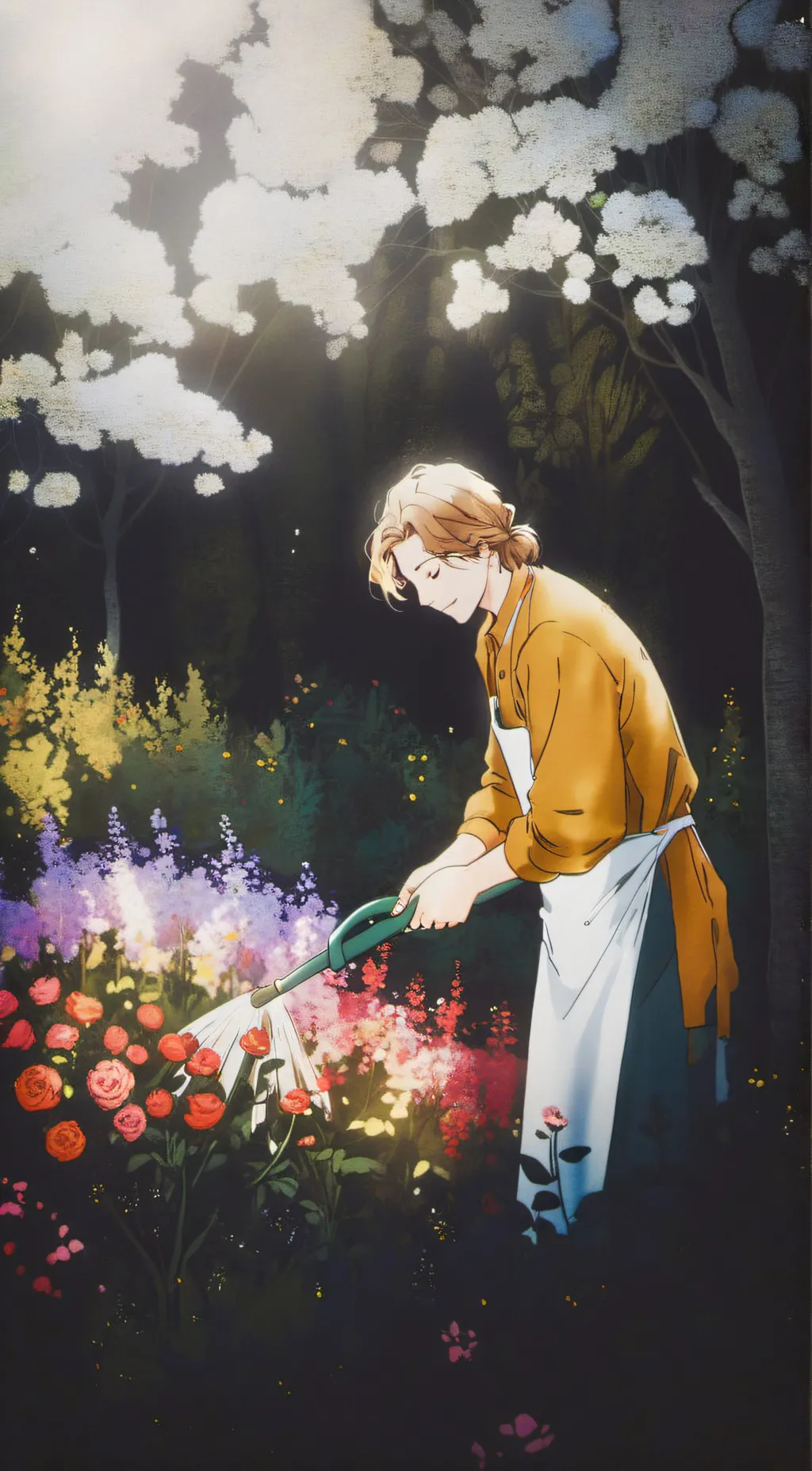 ai character: Garden background