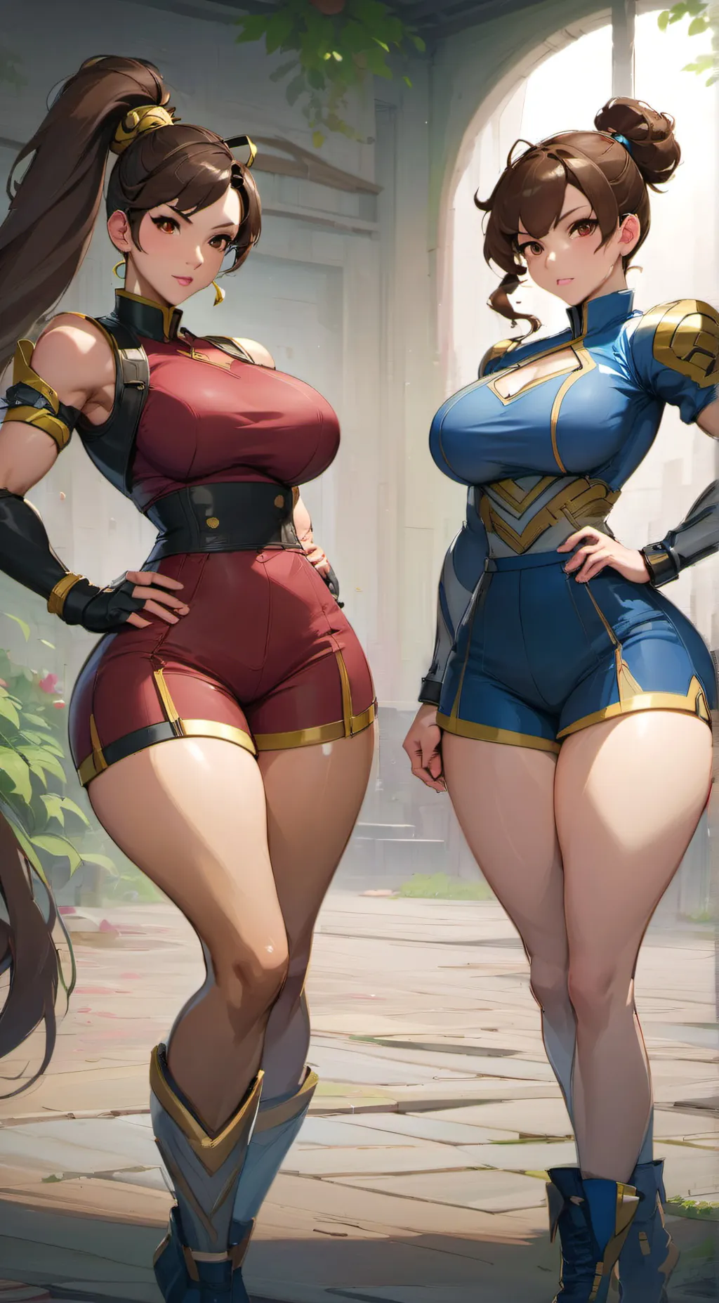 ai character: Chun Li and Ruby. background