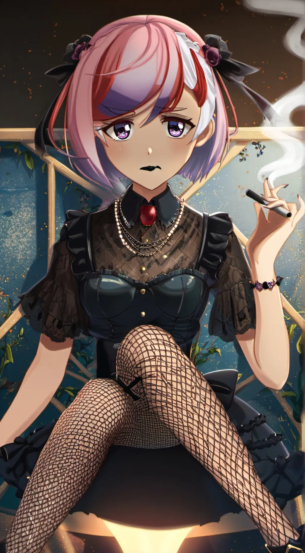 ai character: goth natsuki  background
