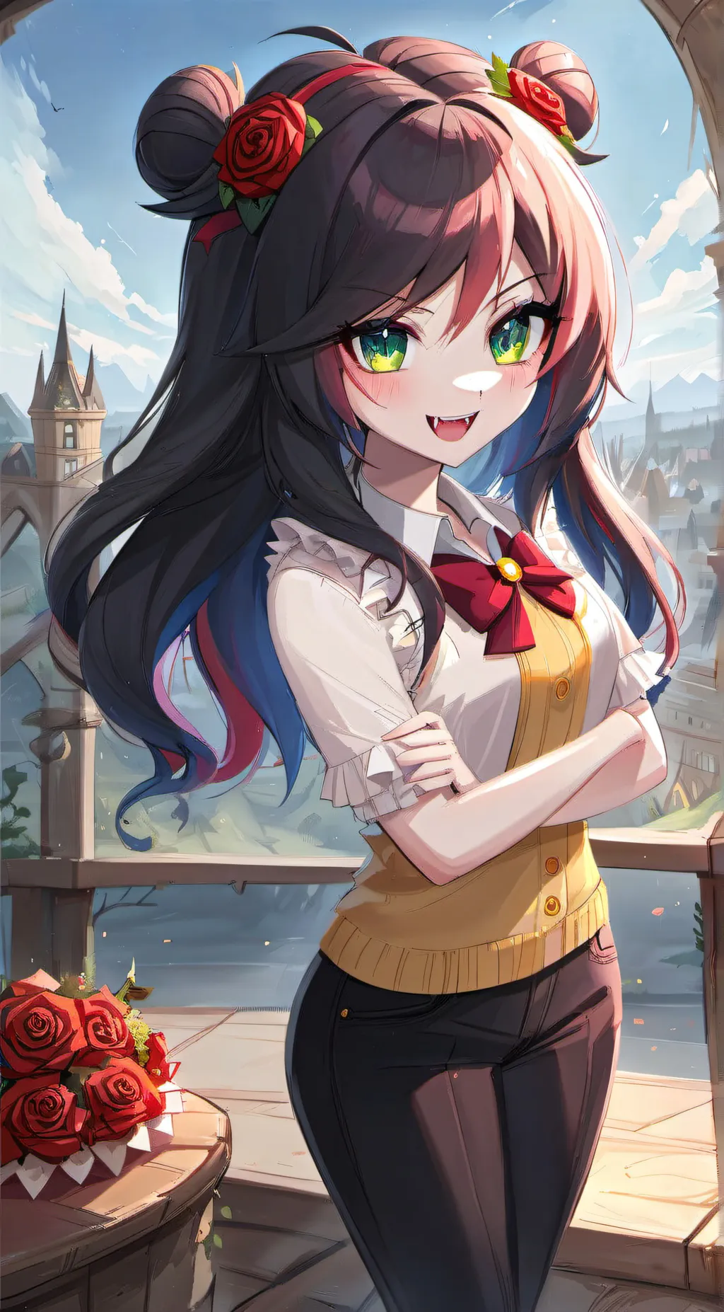 ai character: vampire Amy rose background