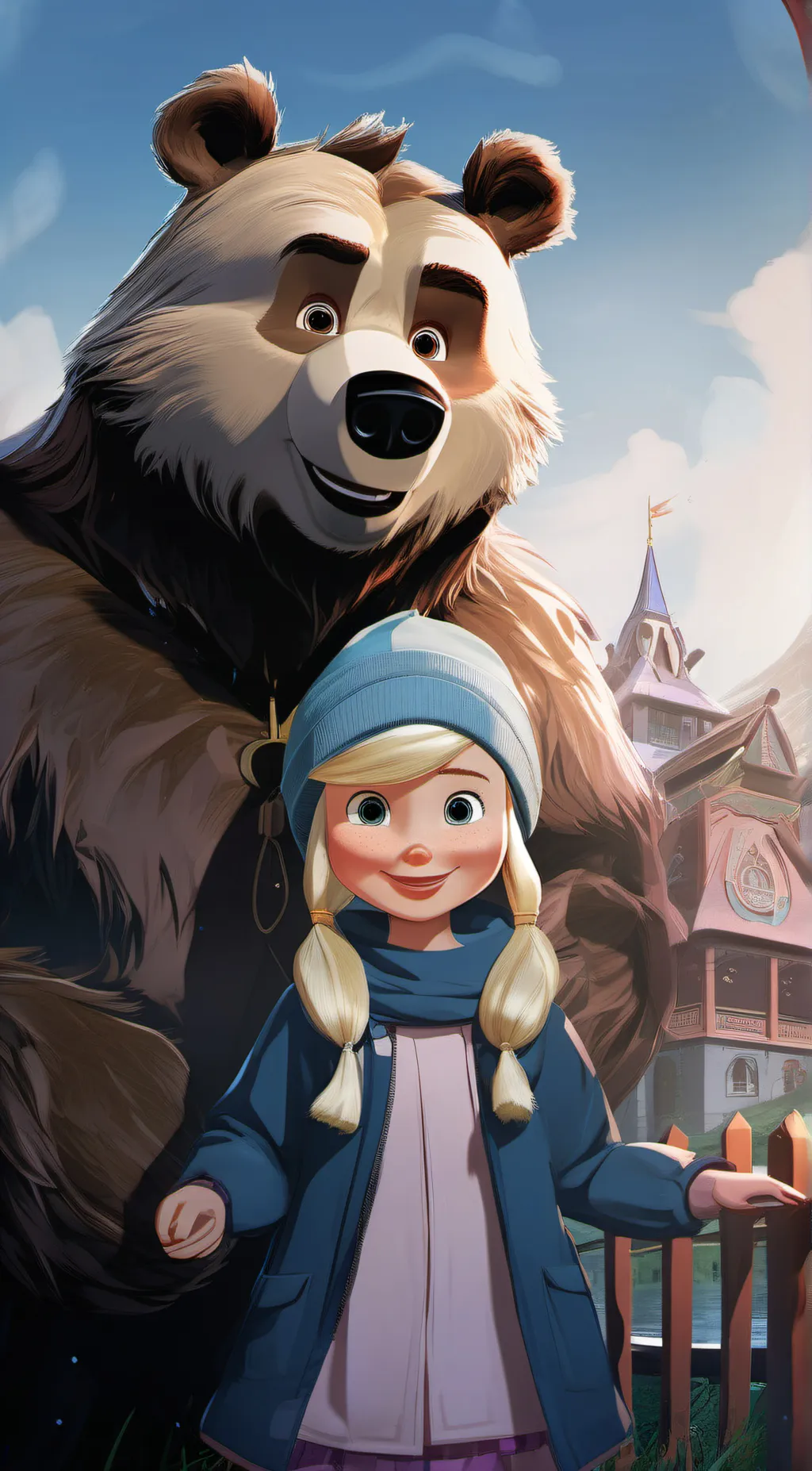 ai character: masha & bear  background