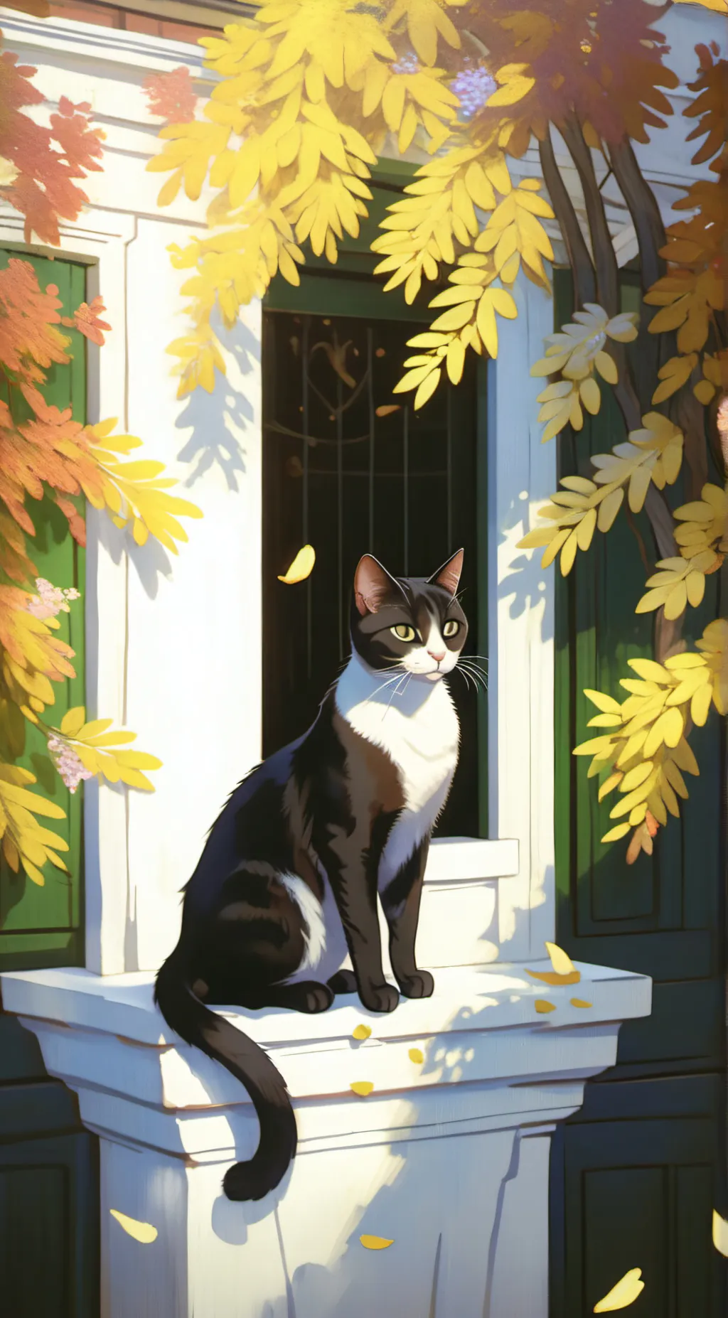 ai character: cat at ur door background