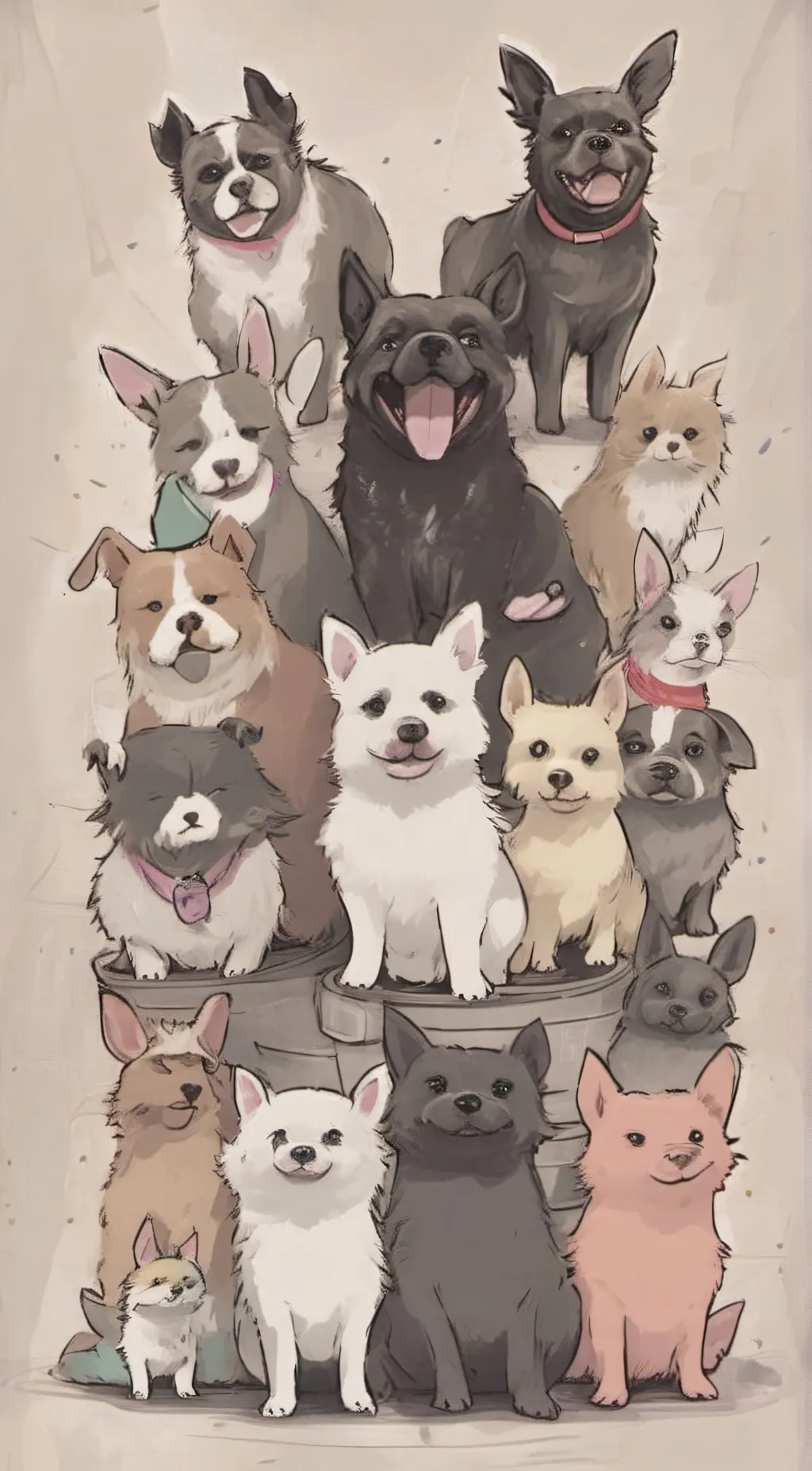 ai character: smiling critters background