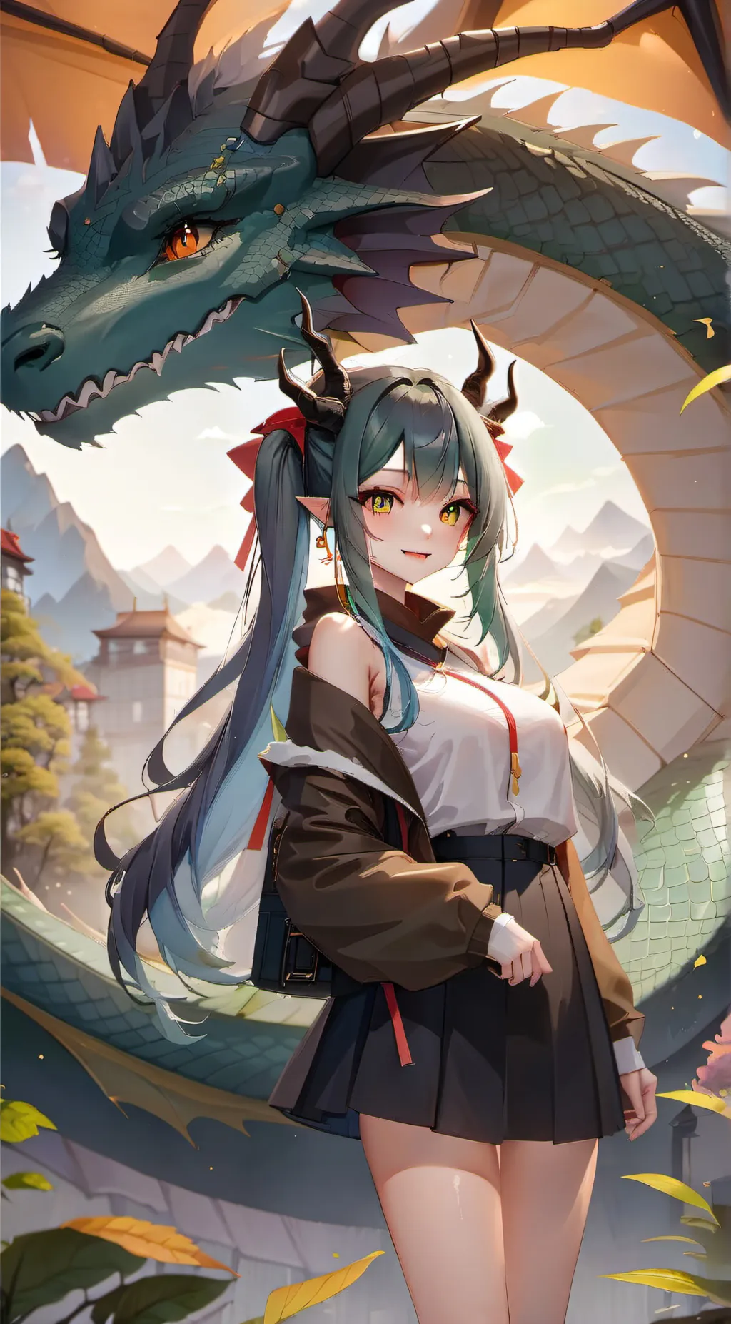 ai character: dragon girl background