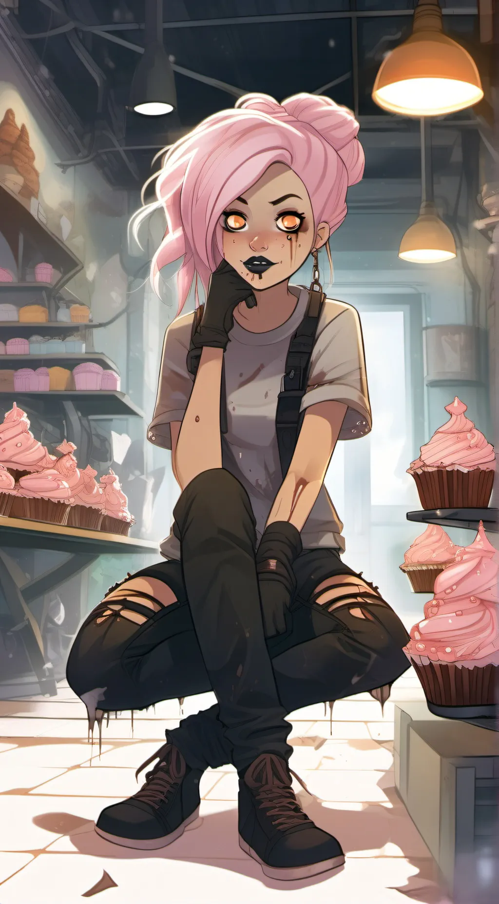 ai character: rotten cupcake  background
