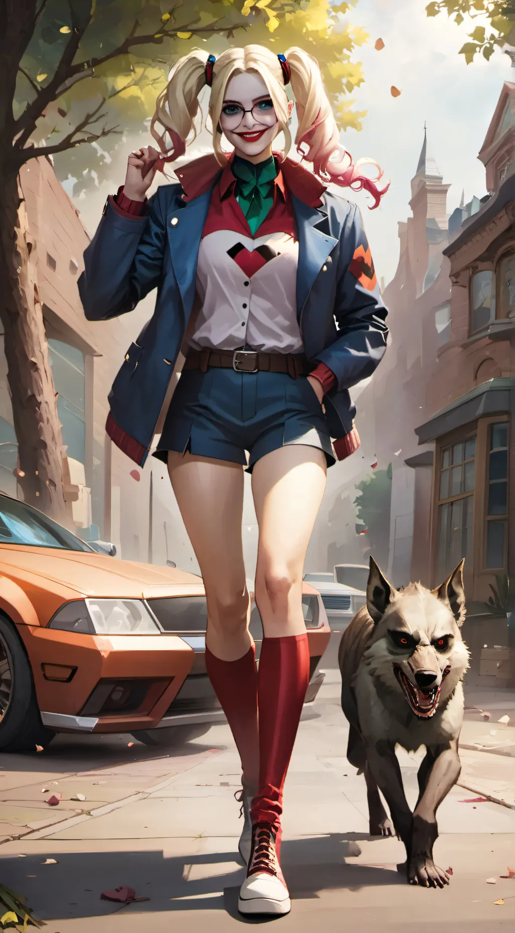 ai character: Harley Quinn  background