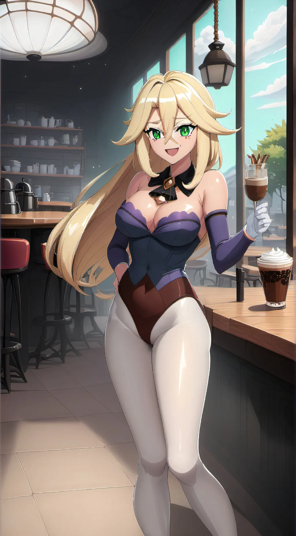 ai character: Korrina (cafe) background