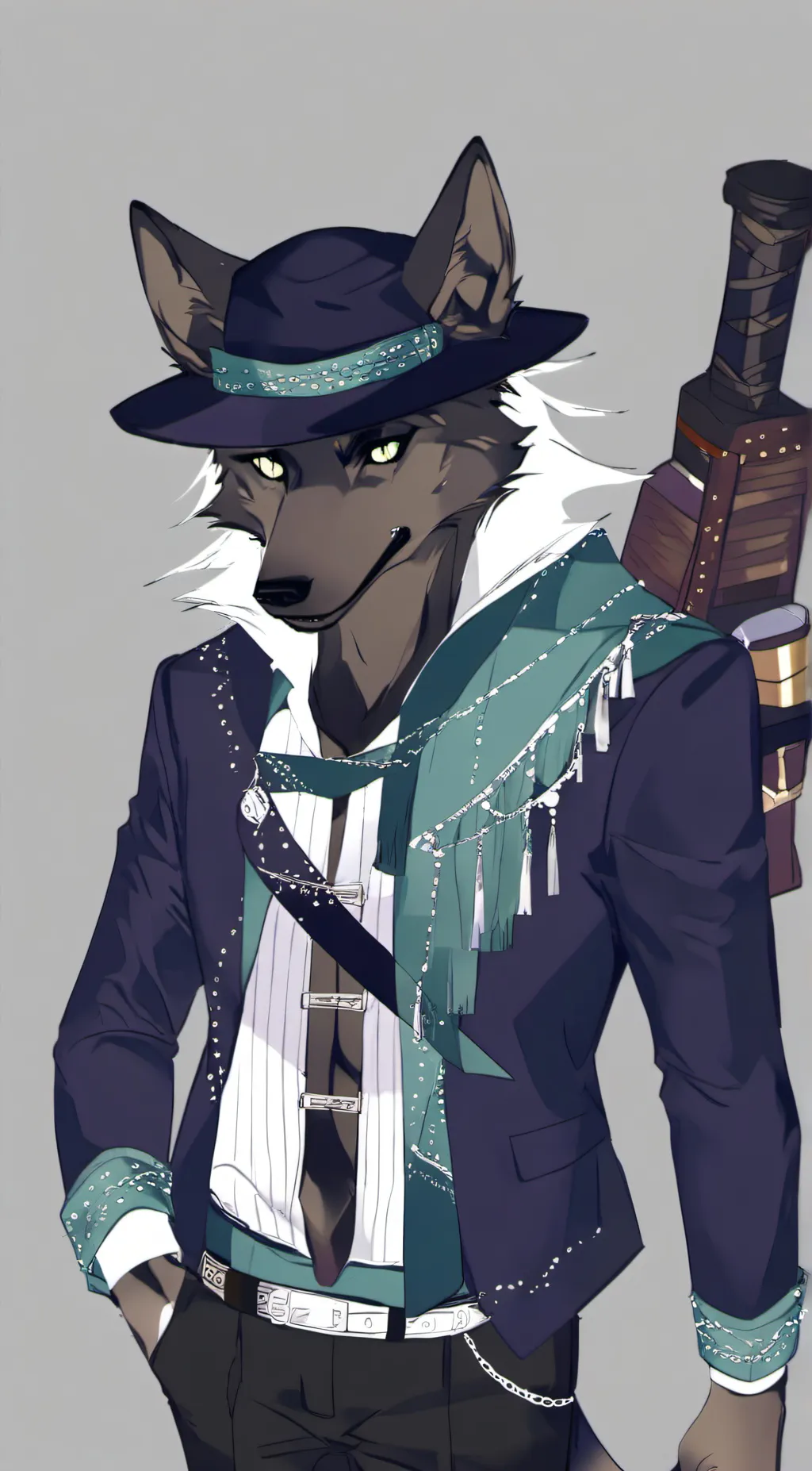 ai character: black wolf background