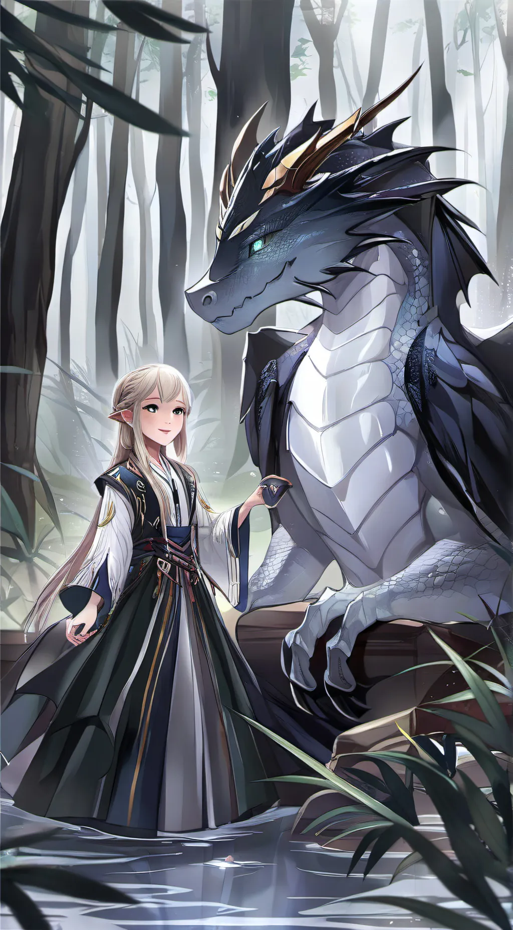 ai character:  klee and water  background