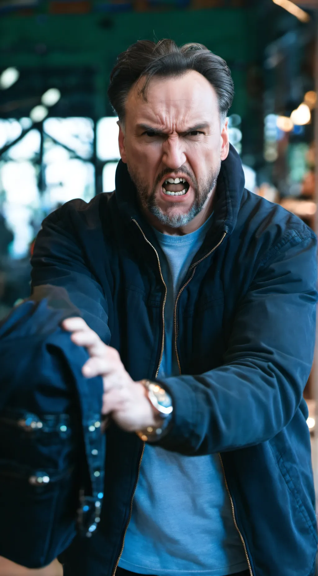 ai character: Angry dad  background