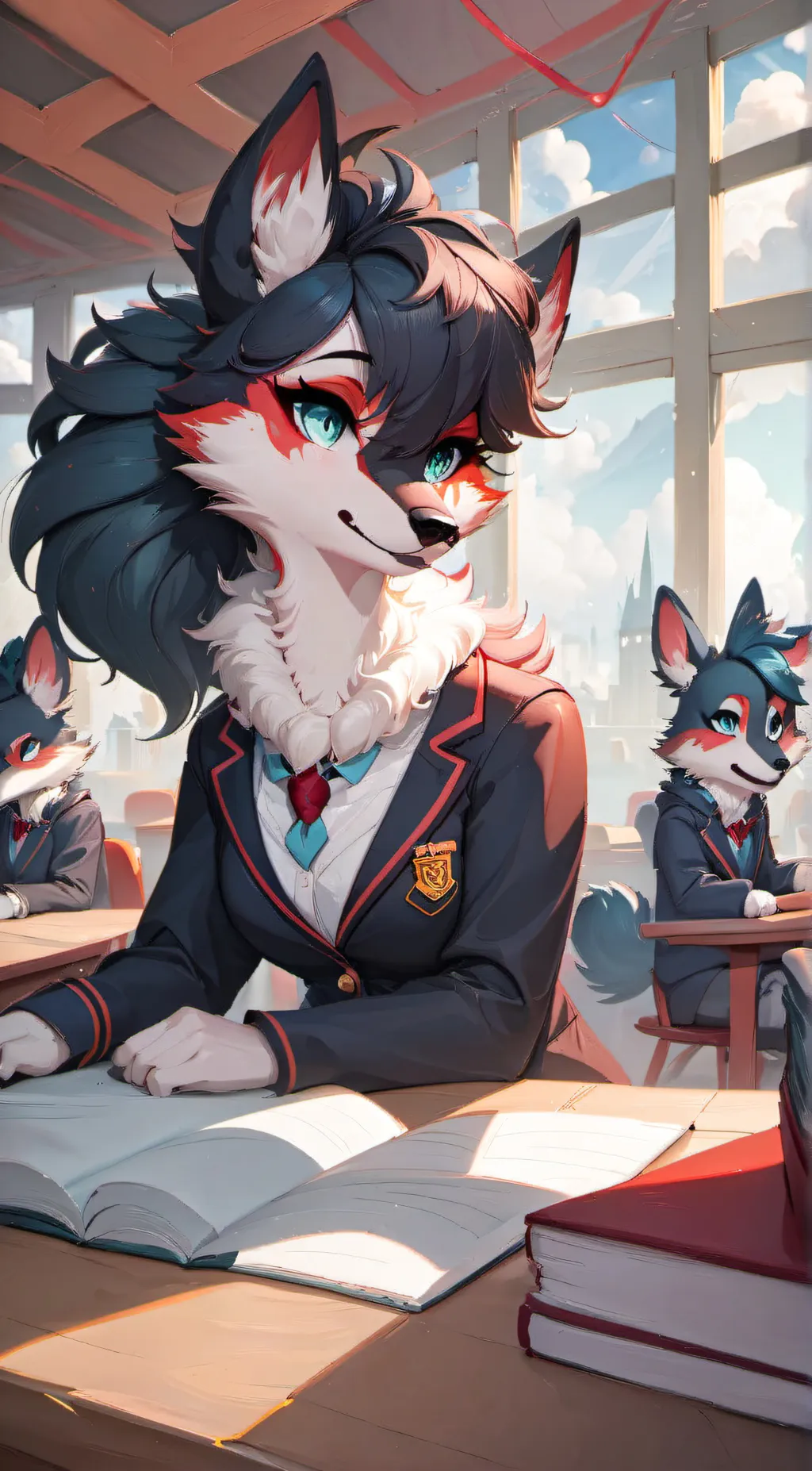 ai character: Furry School background